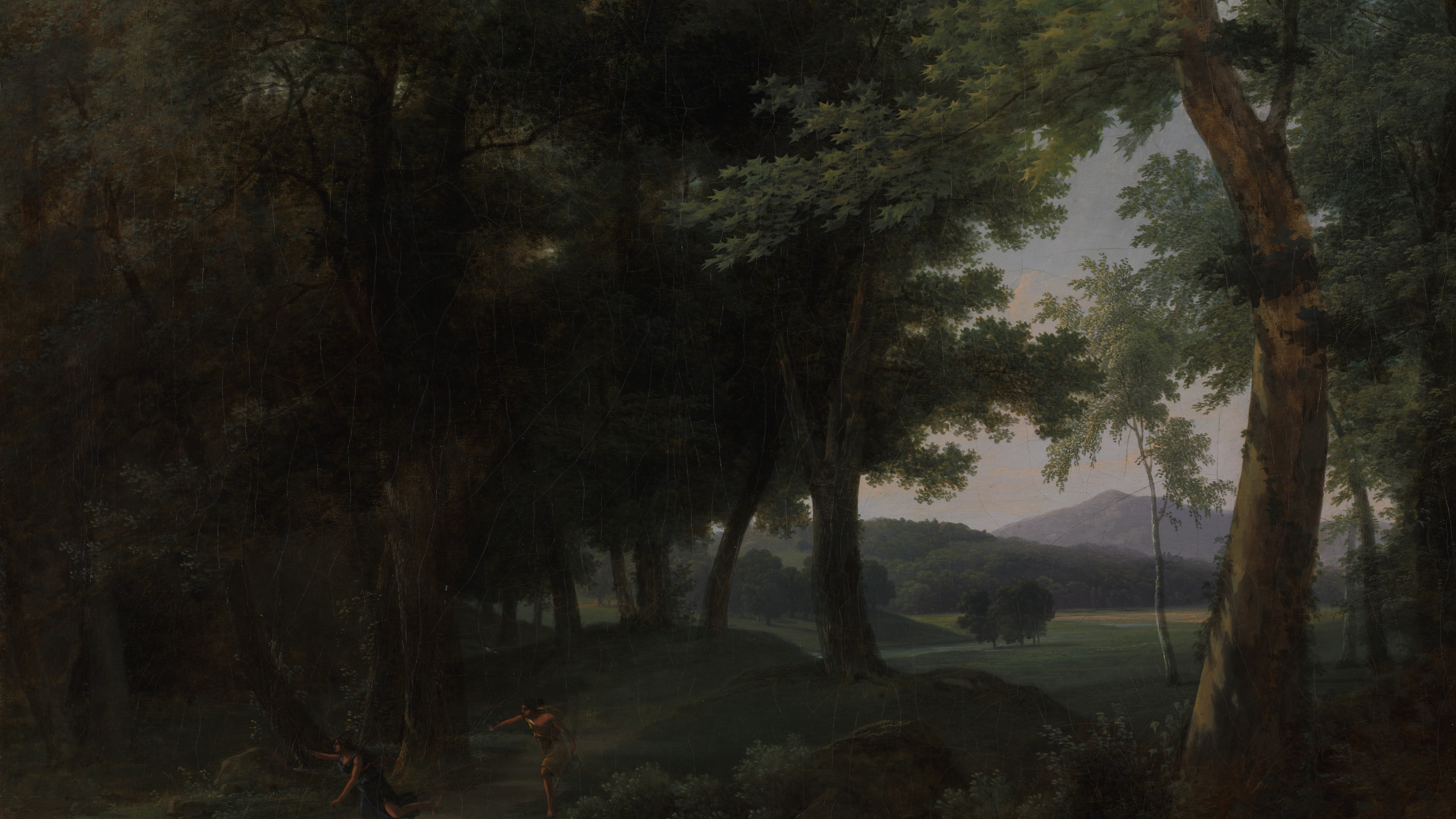 A Forest with Apollo and Daphne, cropped to 16:9, desktop background