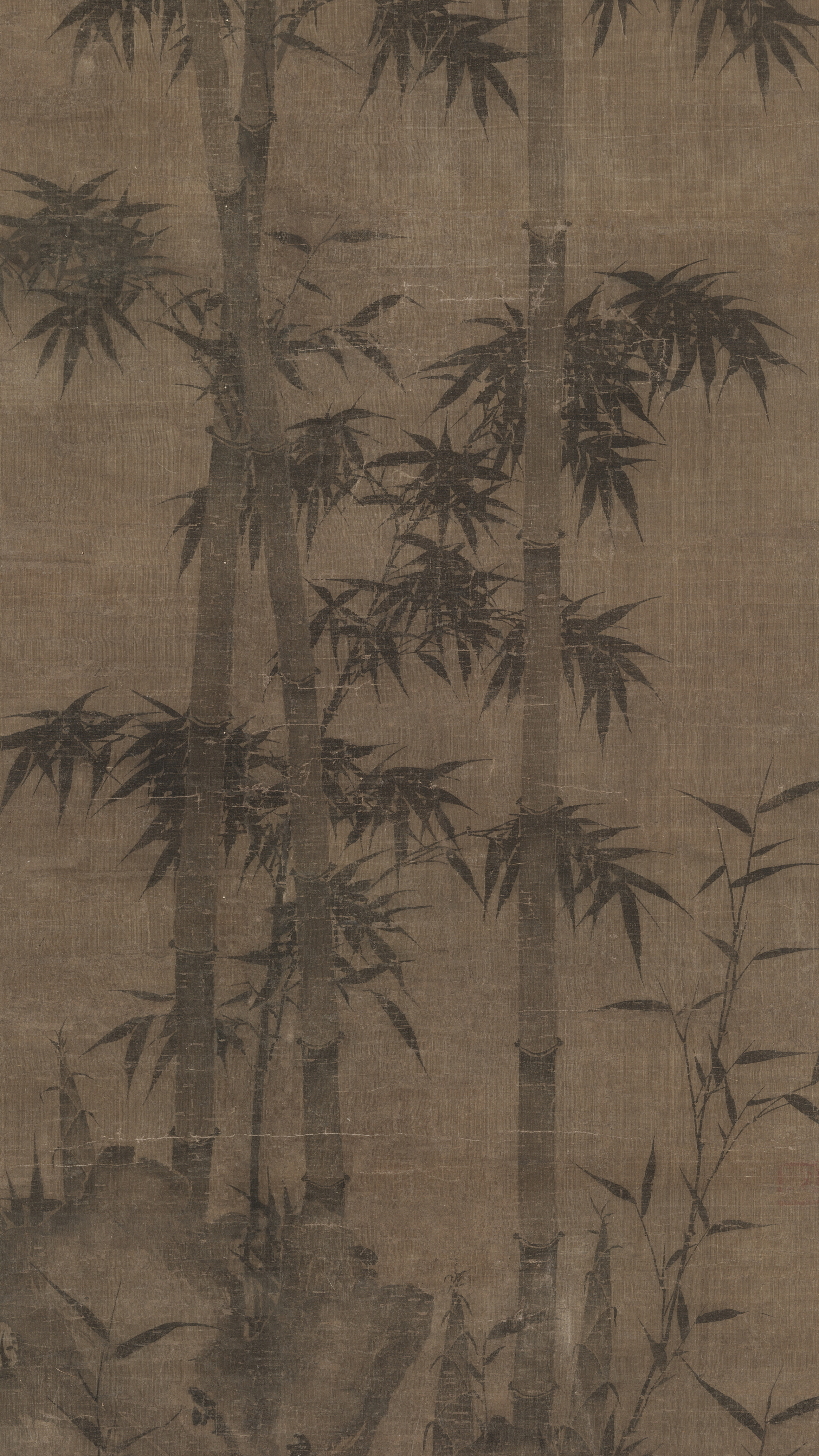 Bamboo in Four Seasons: Autumn, cropped to 9:16, vertical phone background