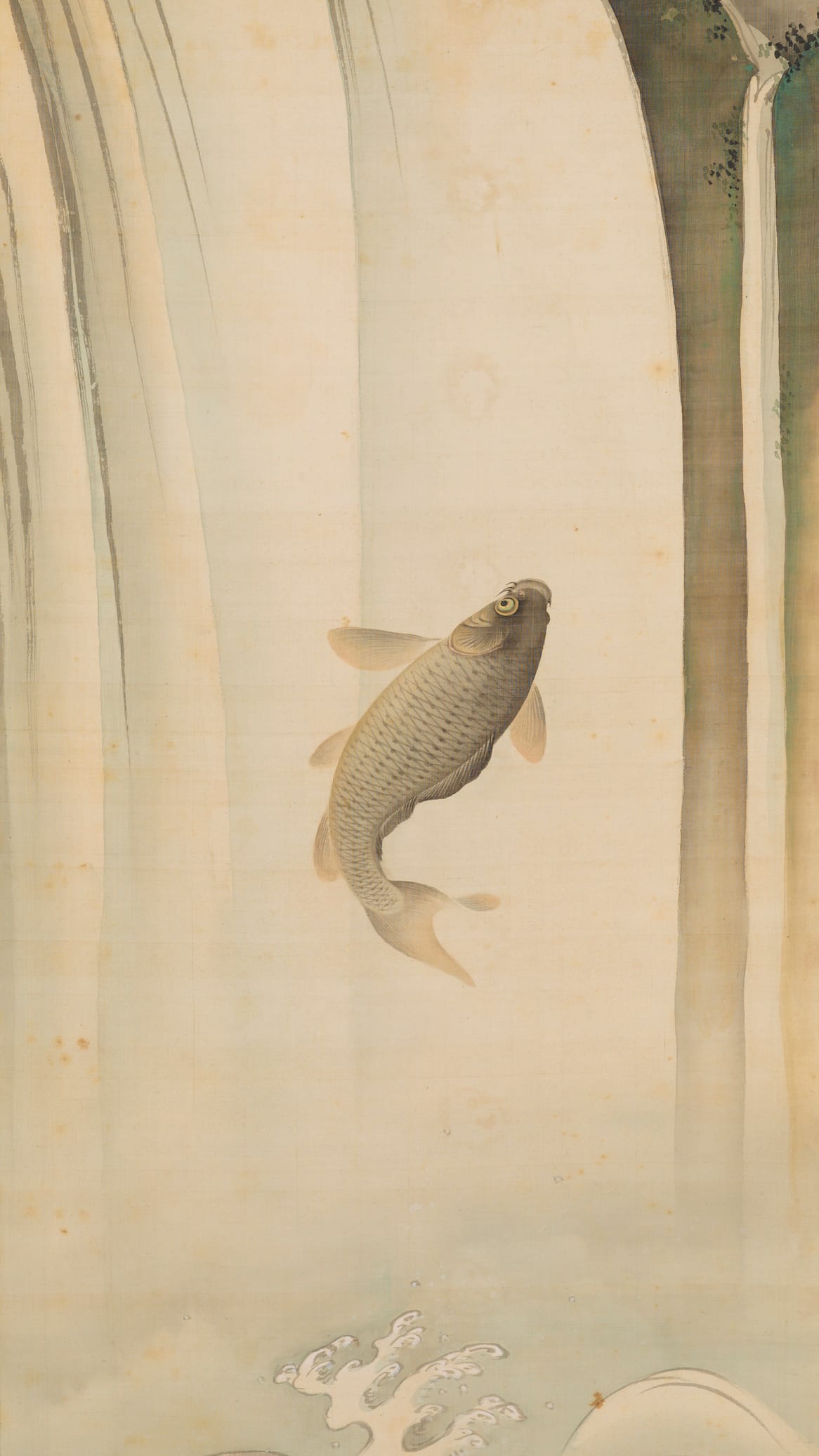 Japan painting phone wallpaper: Carp by Aizawa Bunseki, Meiji period, 19th century