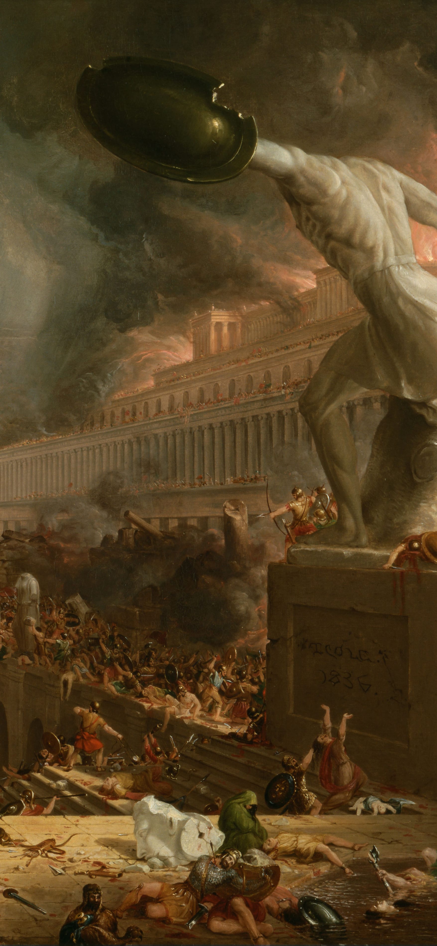 The Course of Empire: Destruction, cropped to 9:19.5, tall phone background