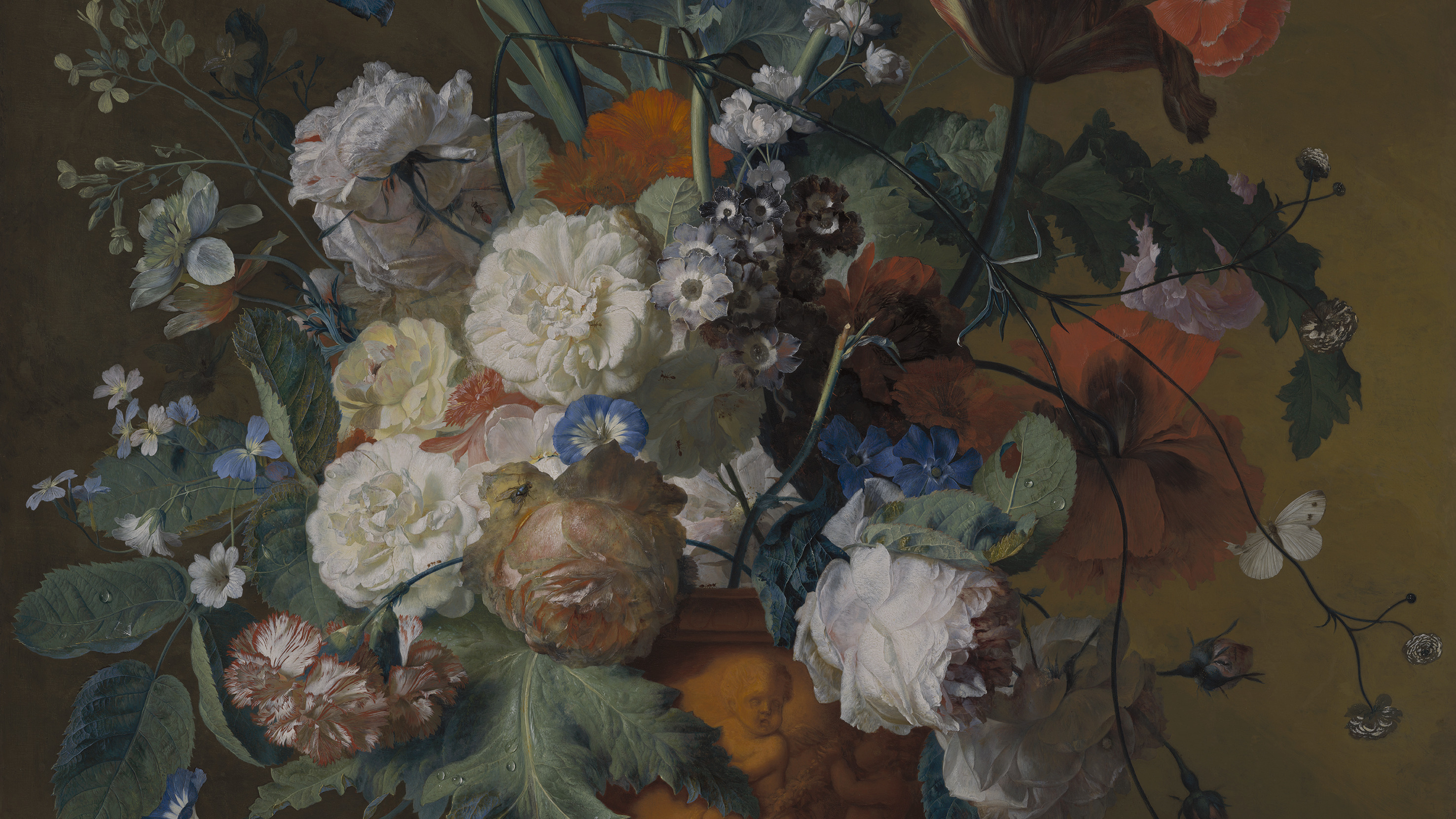 Flowers in an Urn, cropped to 16:9, desktop background
