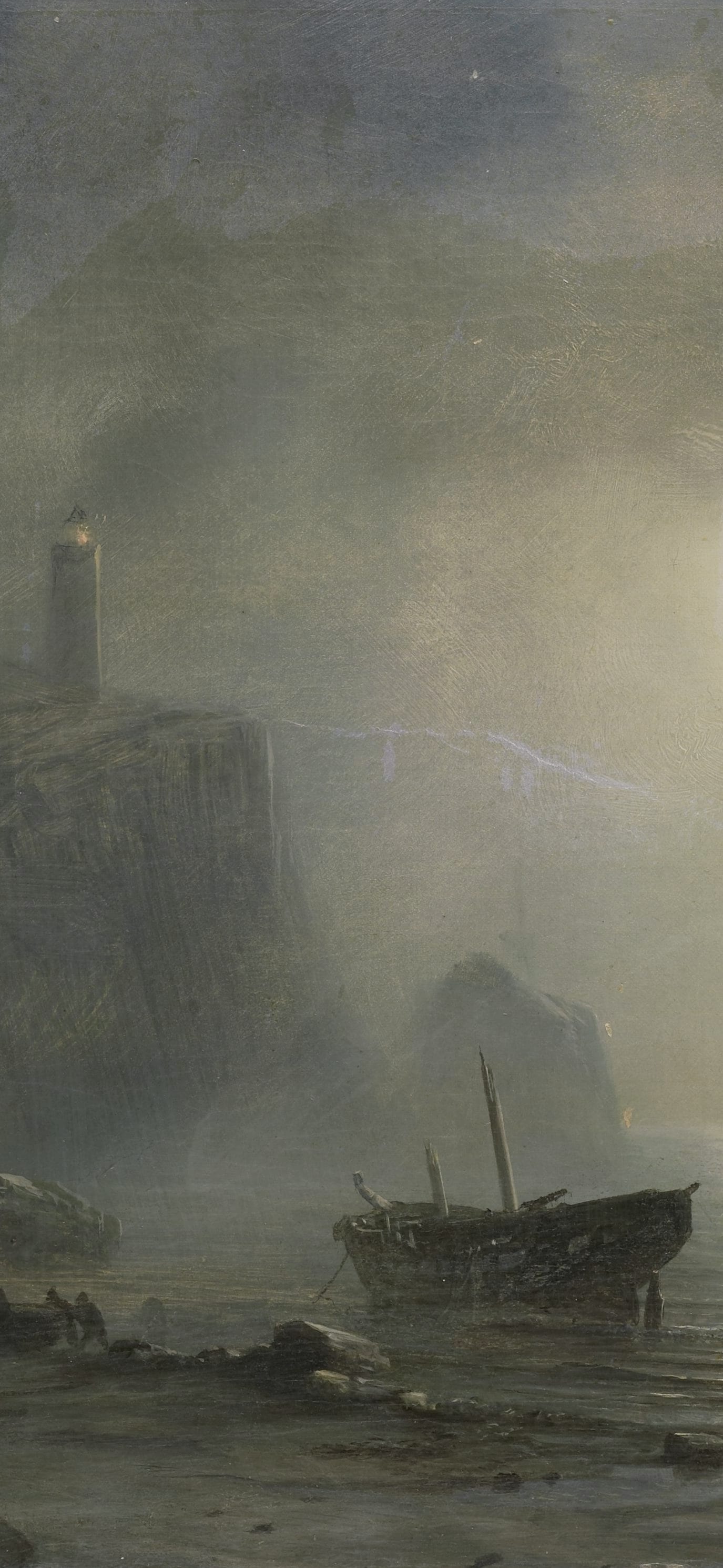 View of a Rocky Coast by Moonlight, cropped to 9:19.5, tall phone background