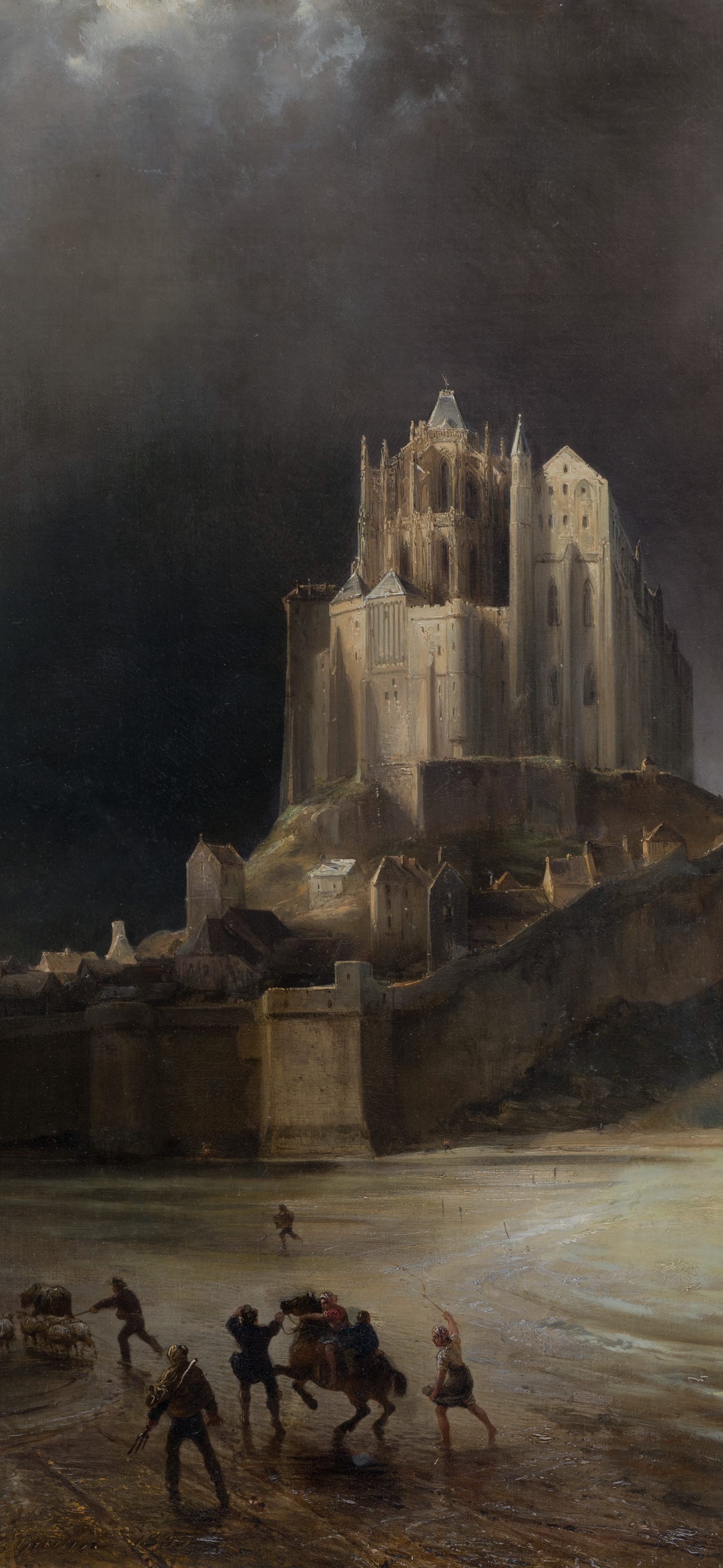 Mont Saint-Michel sous l'orage, cropped to 9:19.5, tall phone background