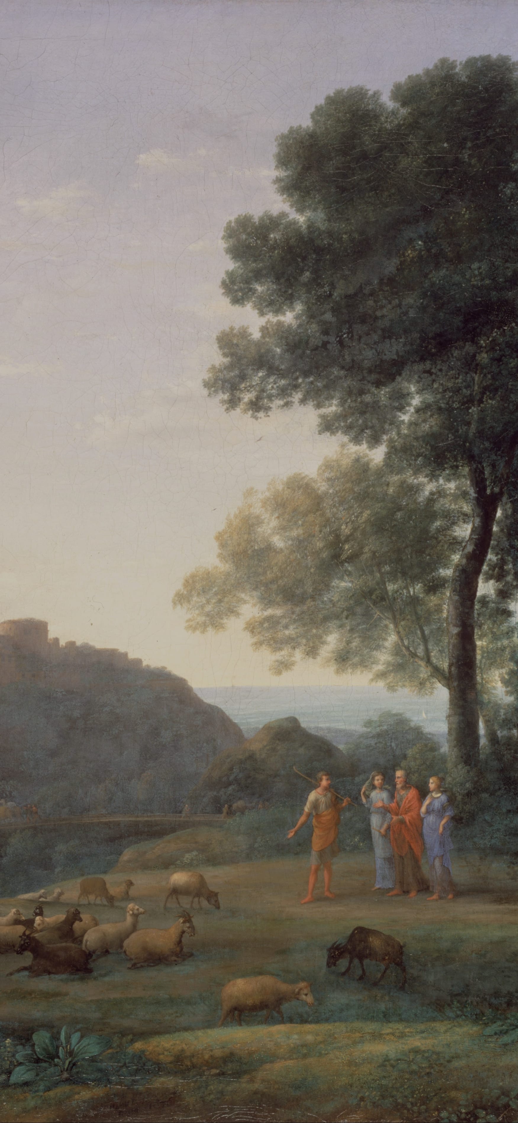 Jacob with Laban and his Daughters, cropped to 9:19.5, tall phone background