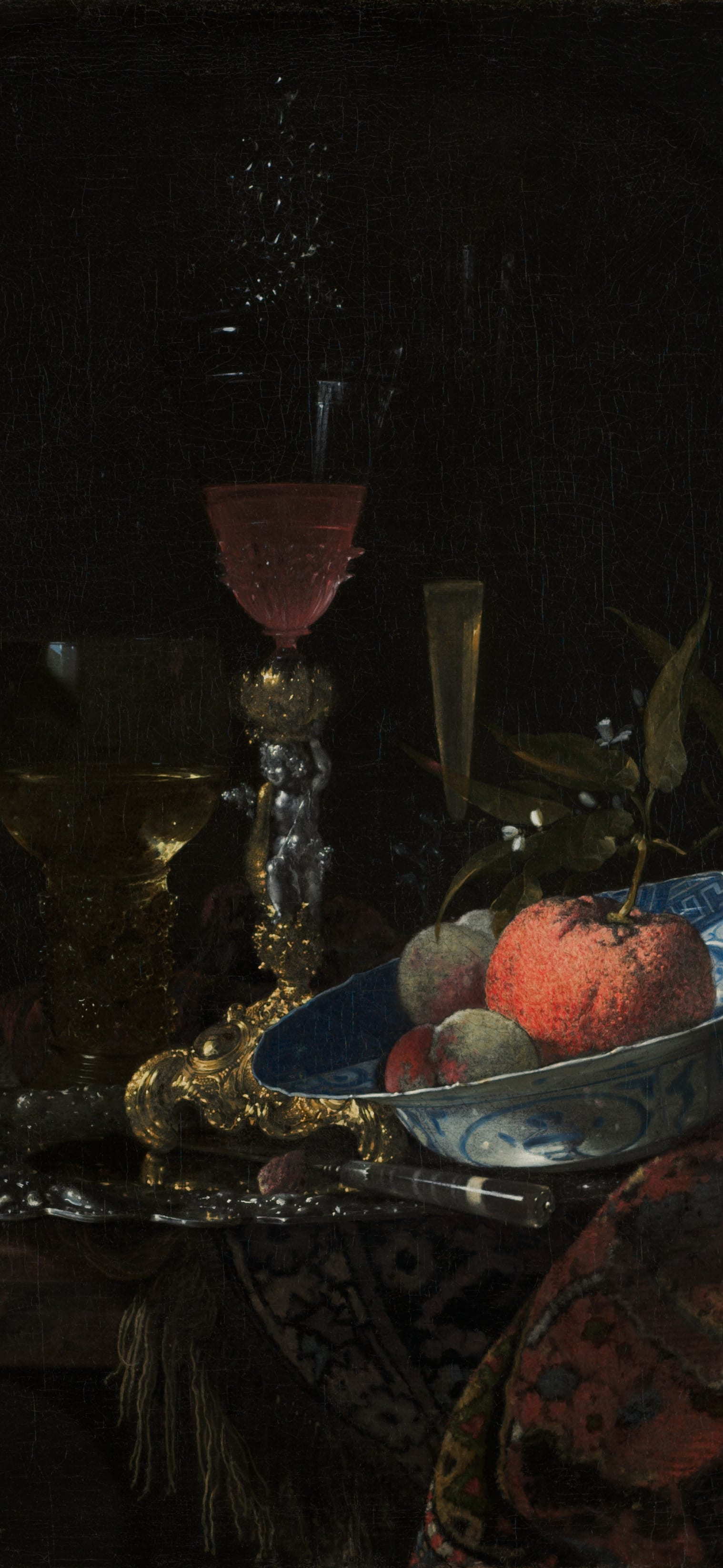Wineglass and a Bowl of Fruit, cropped to 9:19.5, tall phone background