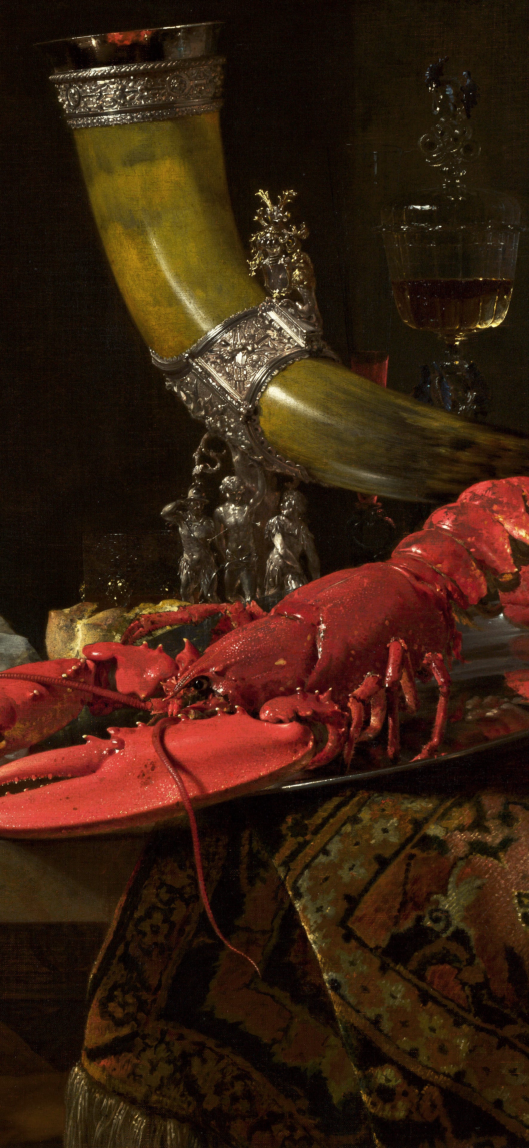 Still Life with Drinking-Horn and Lobster, cropped to 9:19.5, tall phone background
