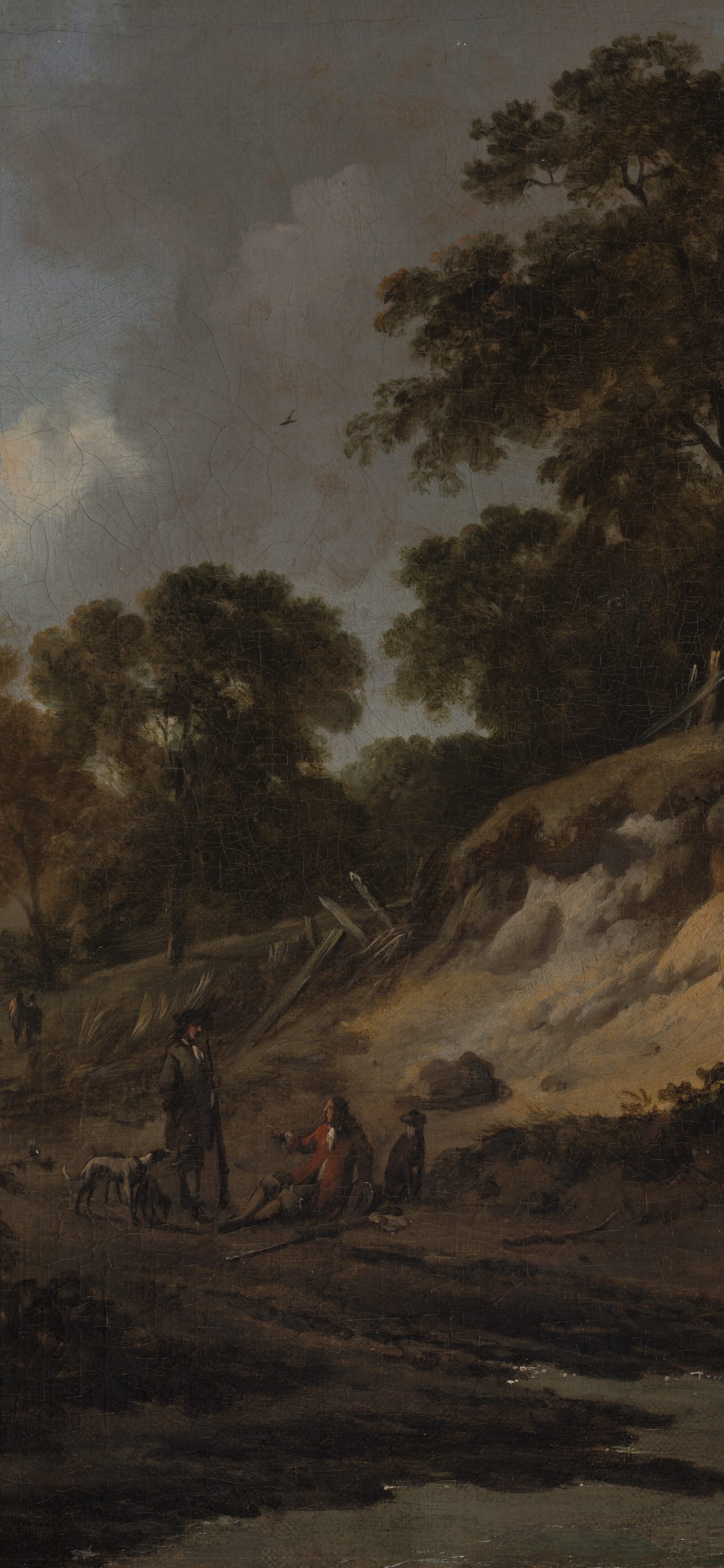 Landscape with Hunters, cropped to 9:19.5, tall phone background