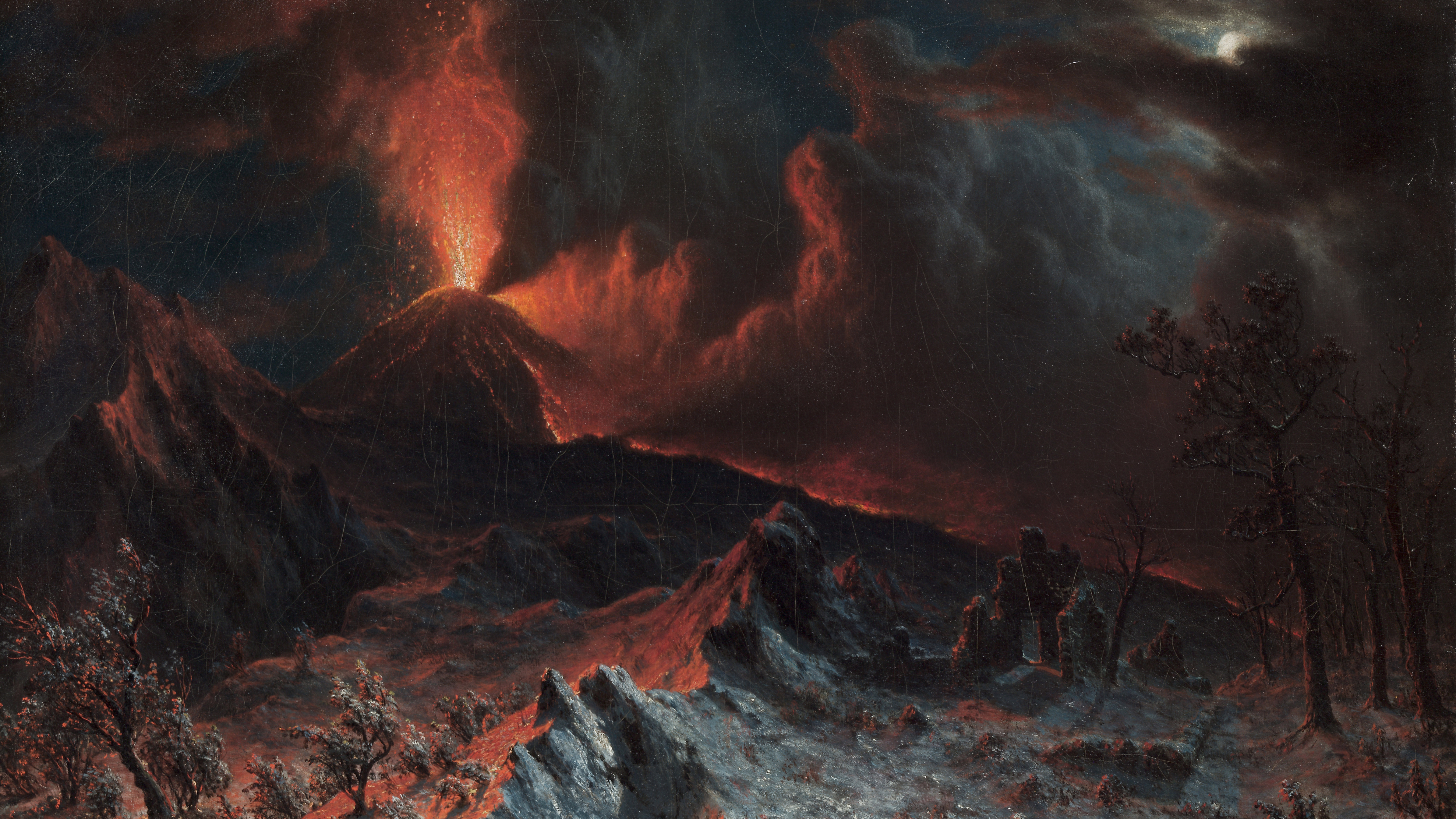 Mount Vesuvius at Midnight, cropped to 16:9, desktop background