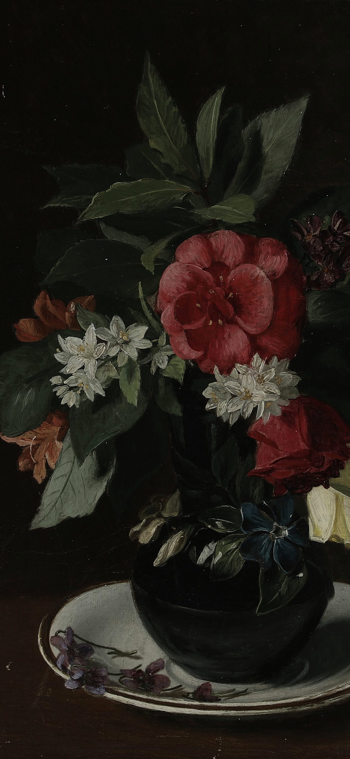 Arrangement with a Colourful Bouquet in a Vase, cropped to 9:19.5, tall phone background