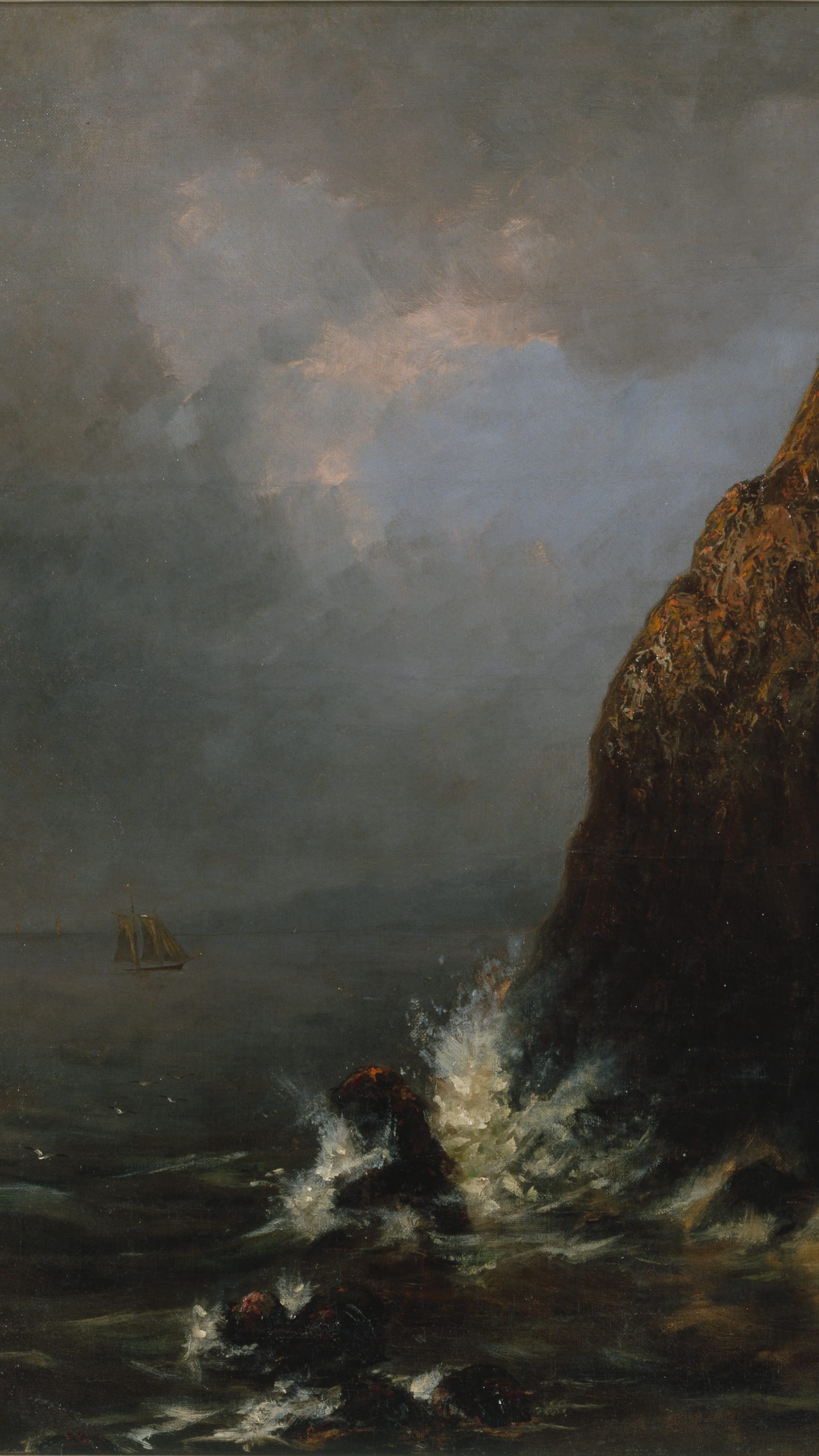 Japan painting phone wallpaper: Seascape by Kaji Tameya, 1883