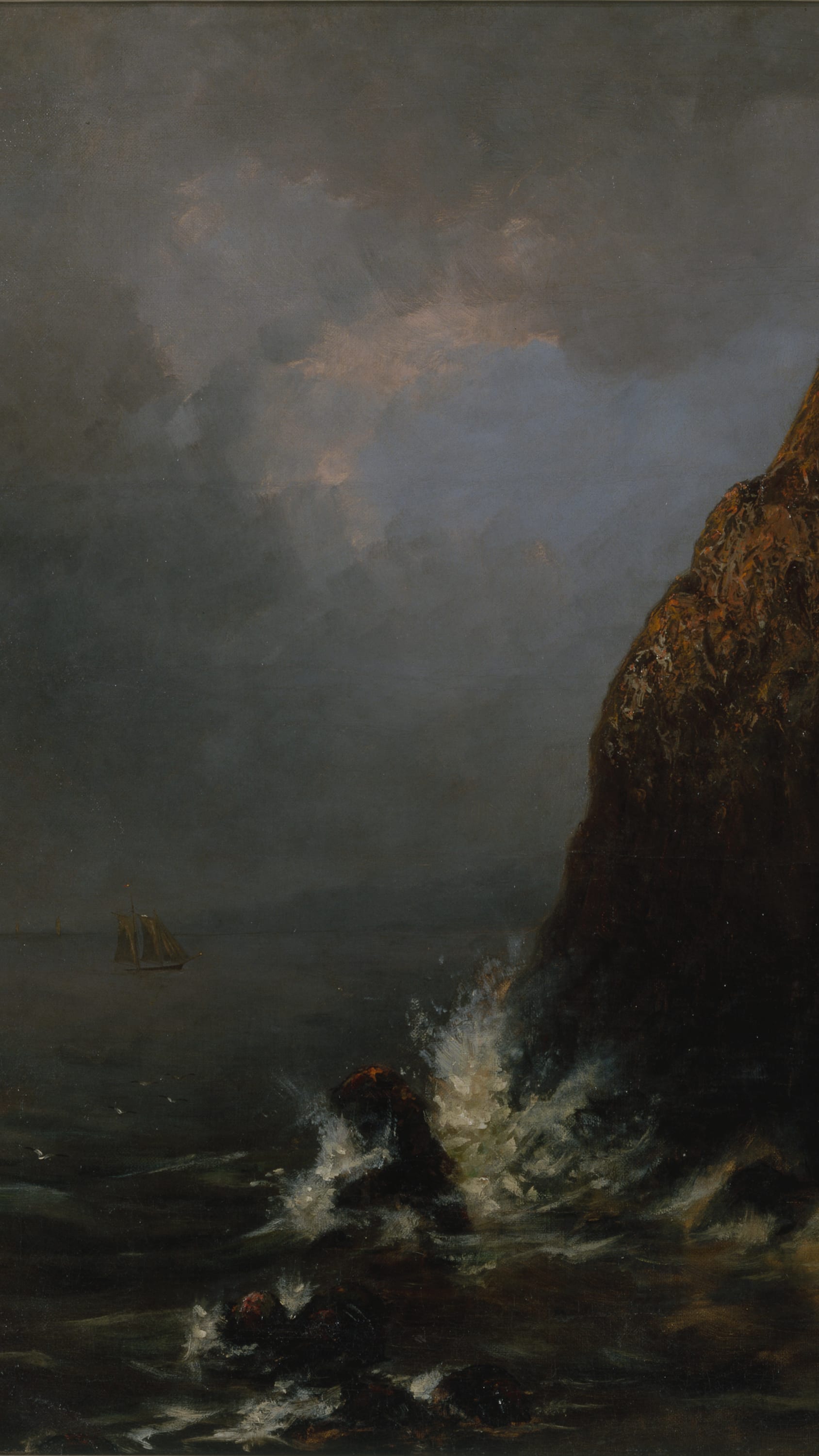 Japan painting phone wallpaper: Seascape by Kaji Tameya, 1883