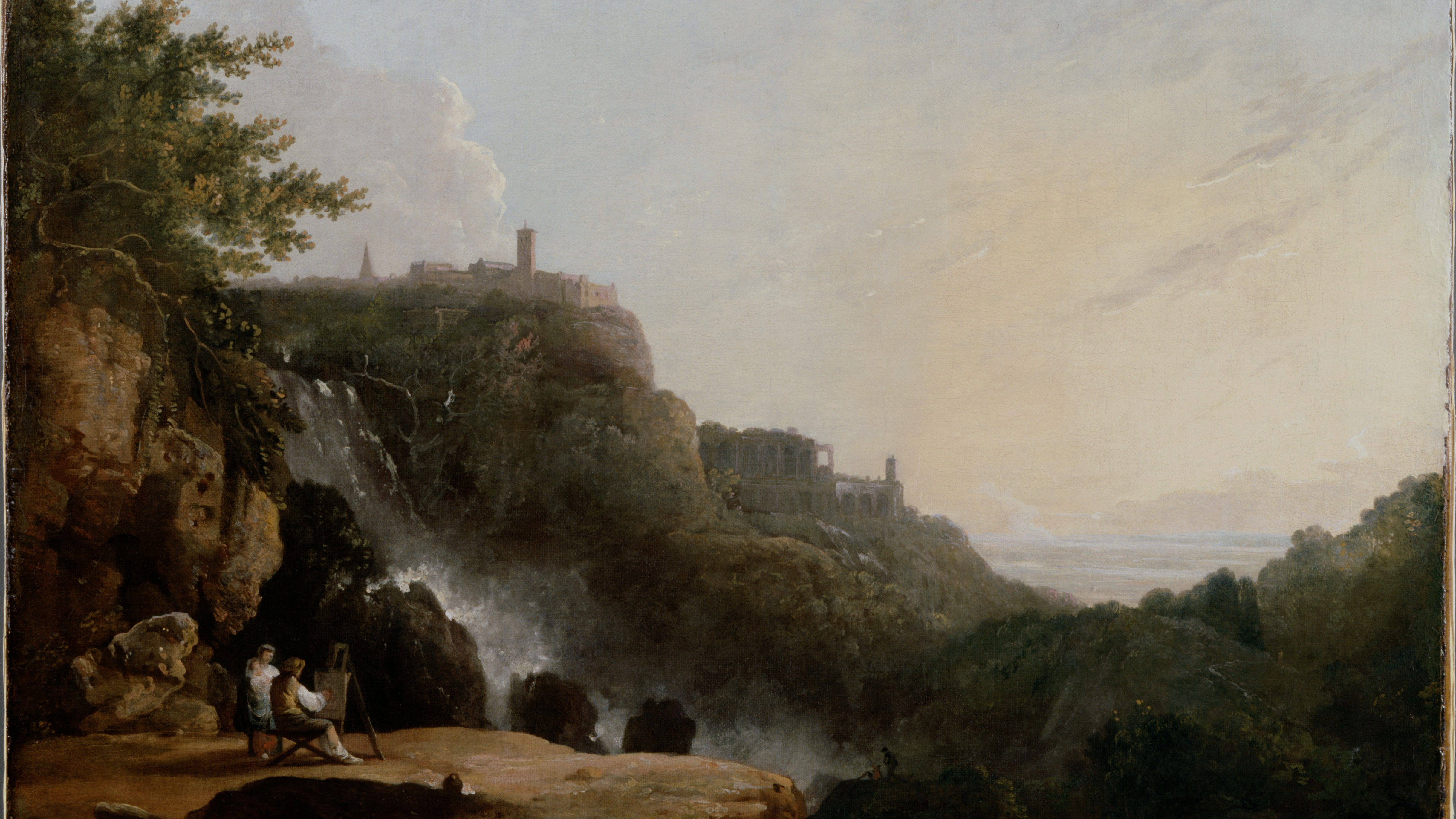 View of Tivoli: the Cascatelle and the Villa of Maecenas, cropped to 16:9, desktop background