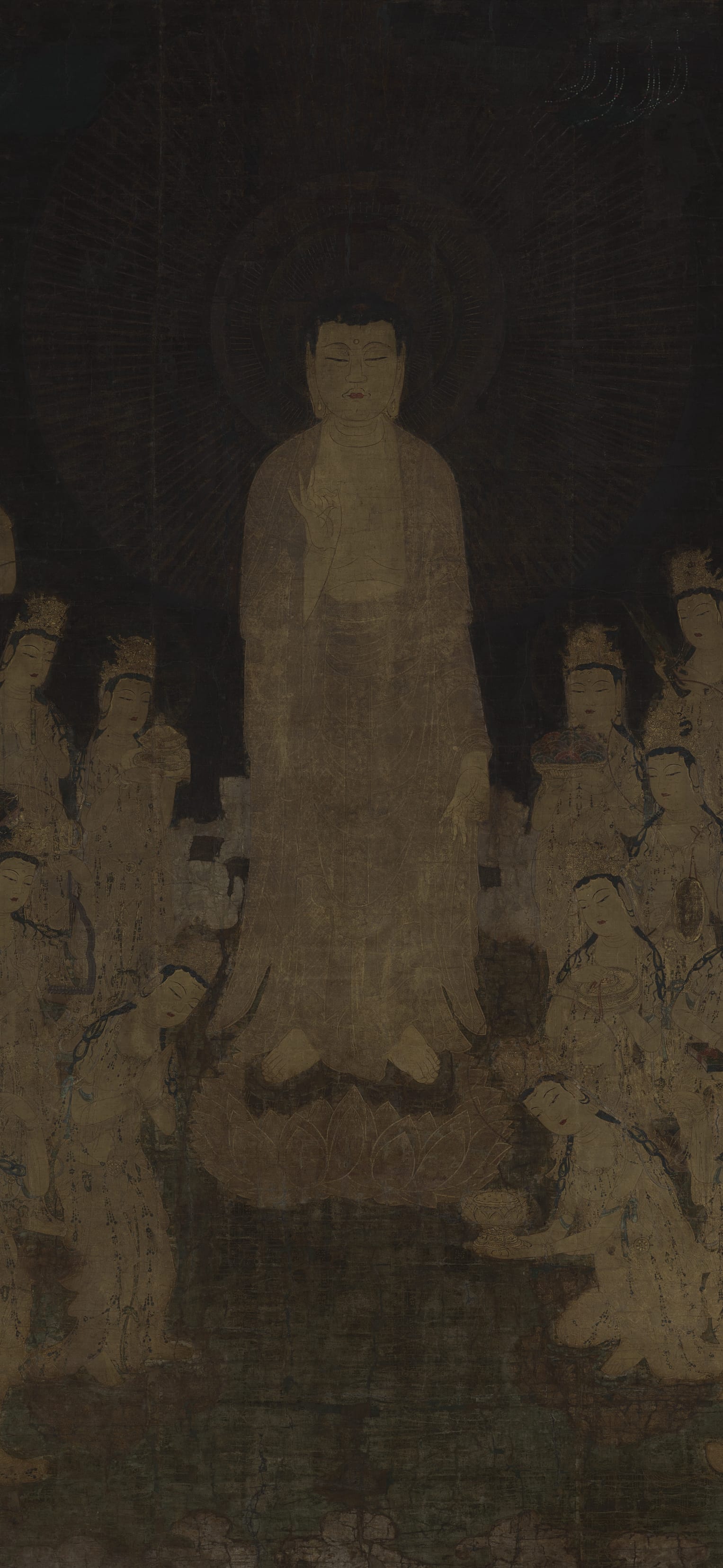 Welcoming Descent of Amida, cropped to 9:19.5, tall phone background
