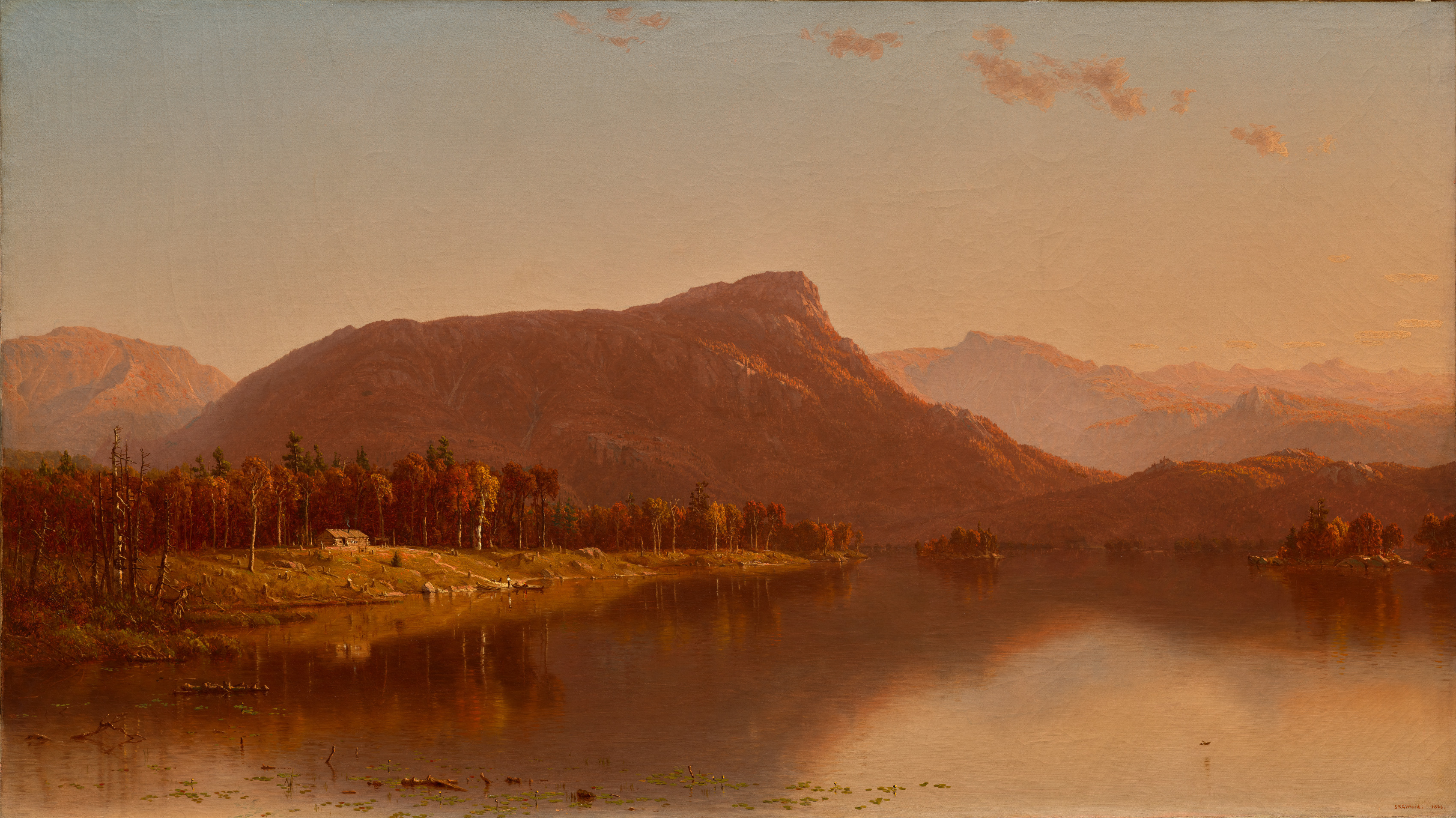 Landscape desktop wallpaper from a painting: A Home in the Wilderness, Sanford Robinson Gifford, 1866 — Cleveland Museum of Art