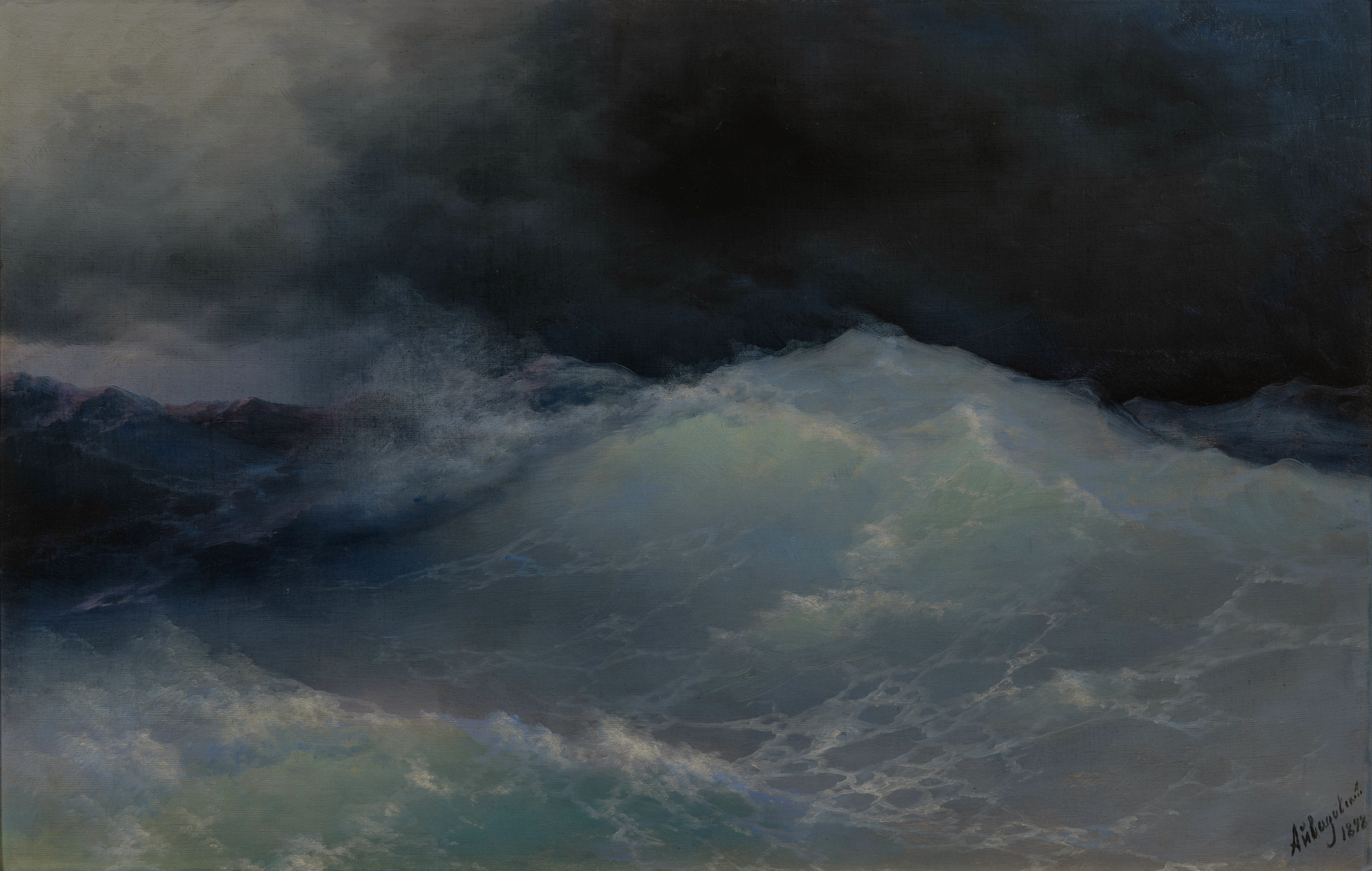 Waves on the High Seas, the whole painting, desktop background