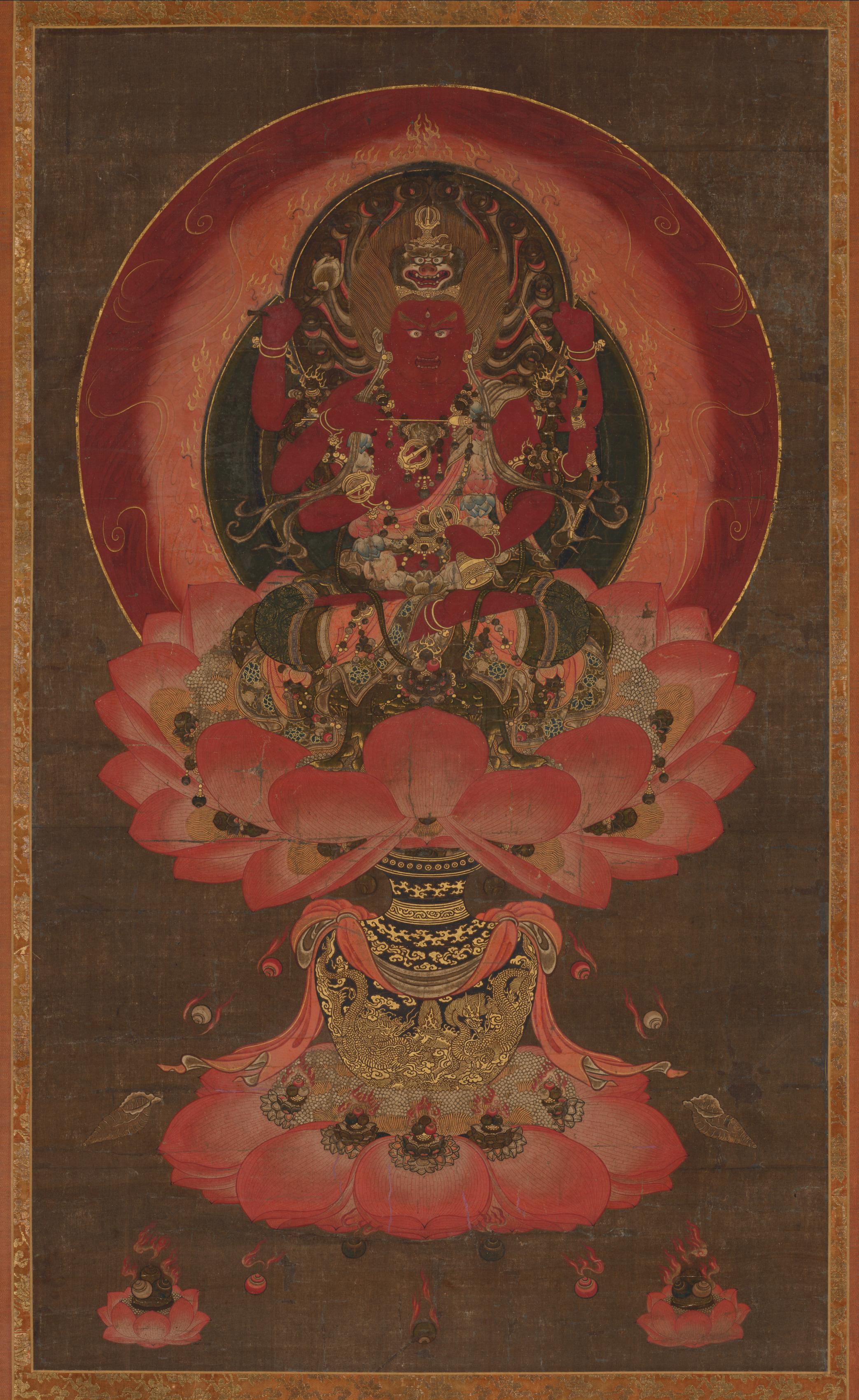 Japanese painting phone wallpaper from a painting: Aizen Myōō, Japan, 1300s — Cleveland Museum of Art