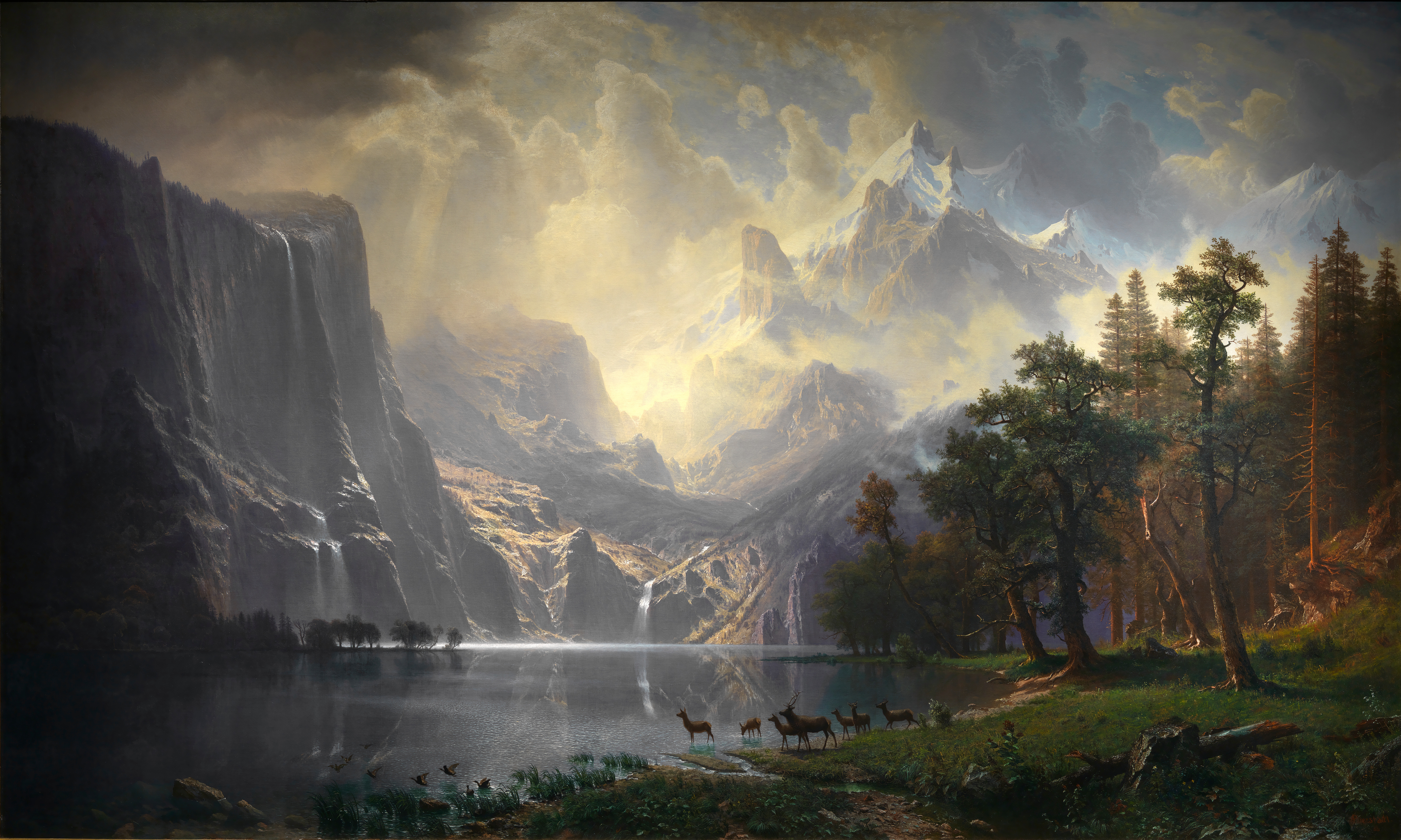 Among the Sierra Nevada, California, the whole painting, desktop background