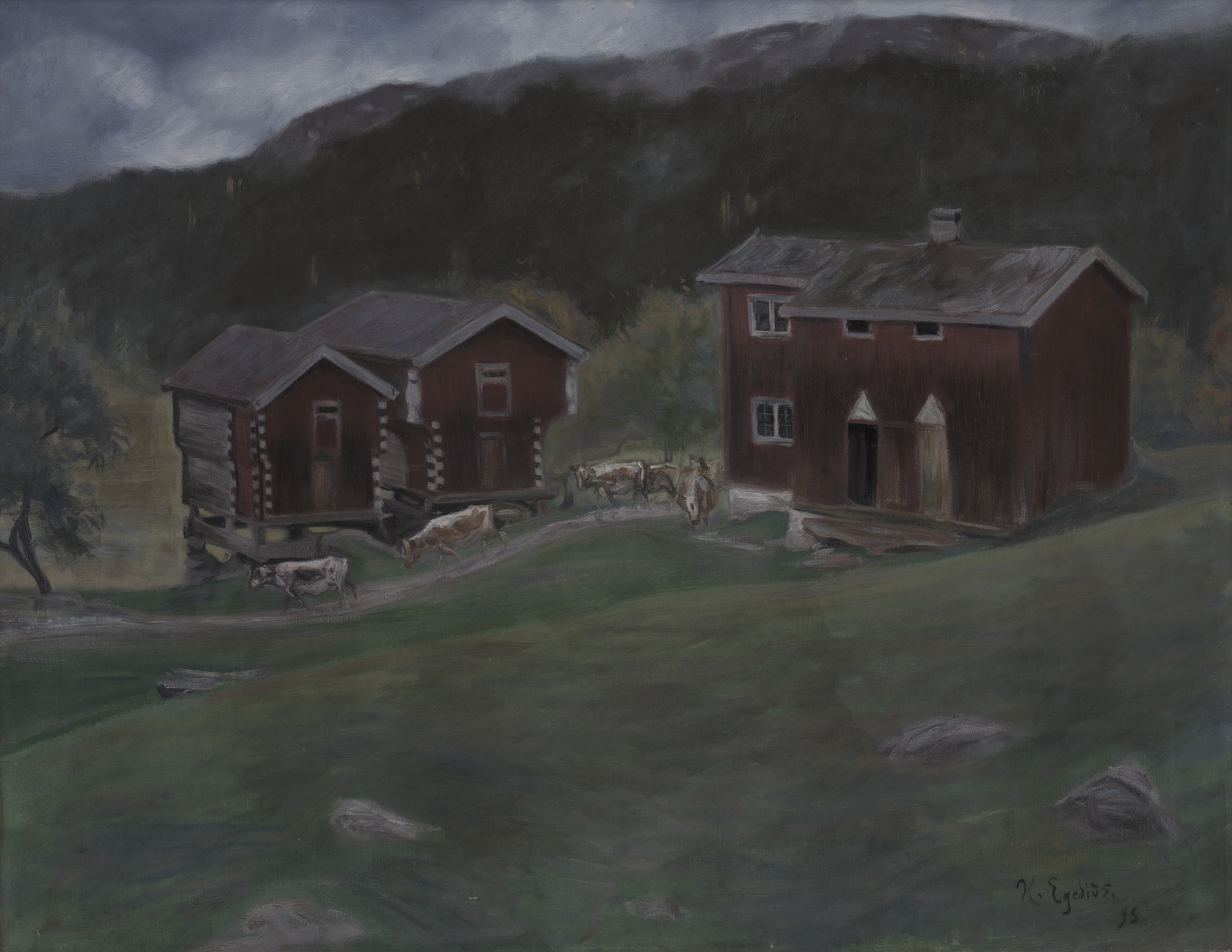 The Åse Farm in Telemark, the whole painting, desktop background