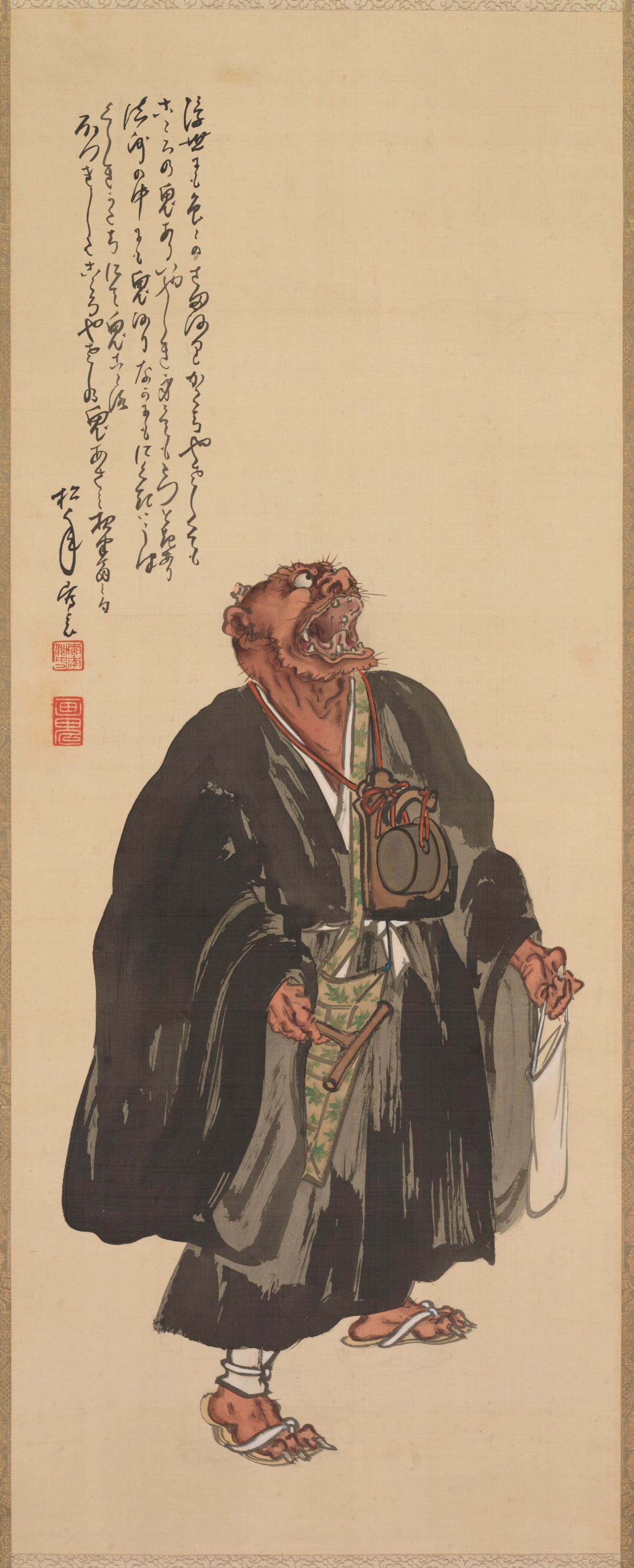 Japanese painting phone wallpaper from a painting: Demon Intoning the Name of the Buddha, Suzuki Shōnen, late 1800s–early 1900s — Cleveland Museum of Art