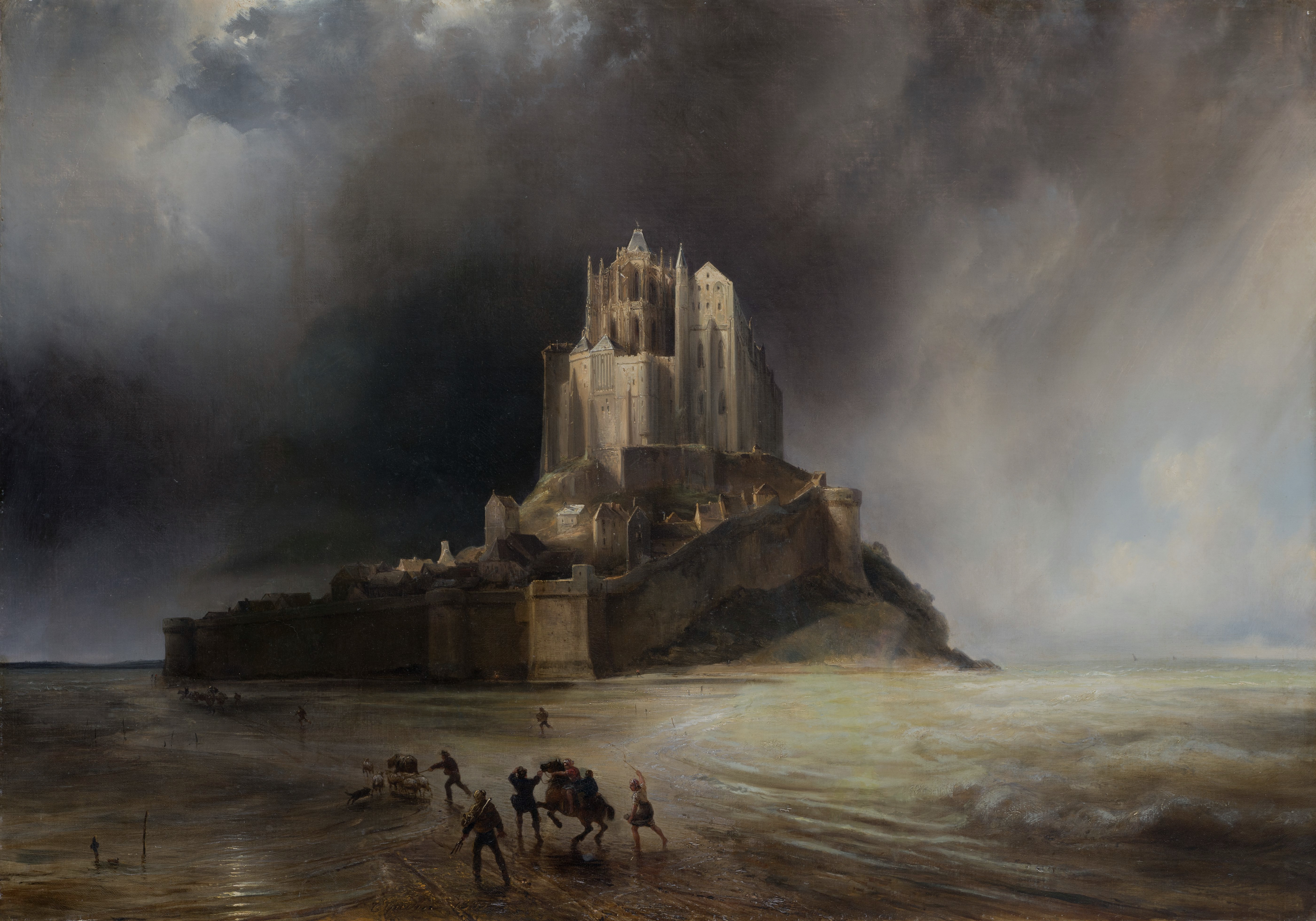 Mont Saint-Michel sous l'orage, the whole painting, desktop background