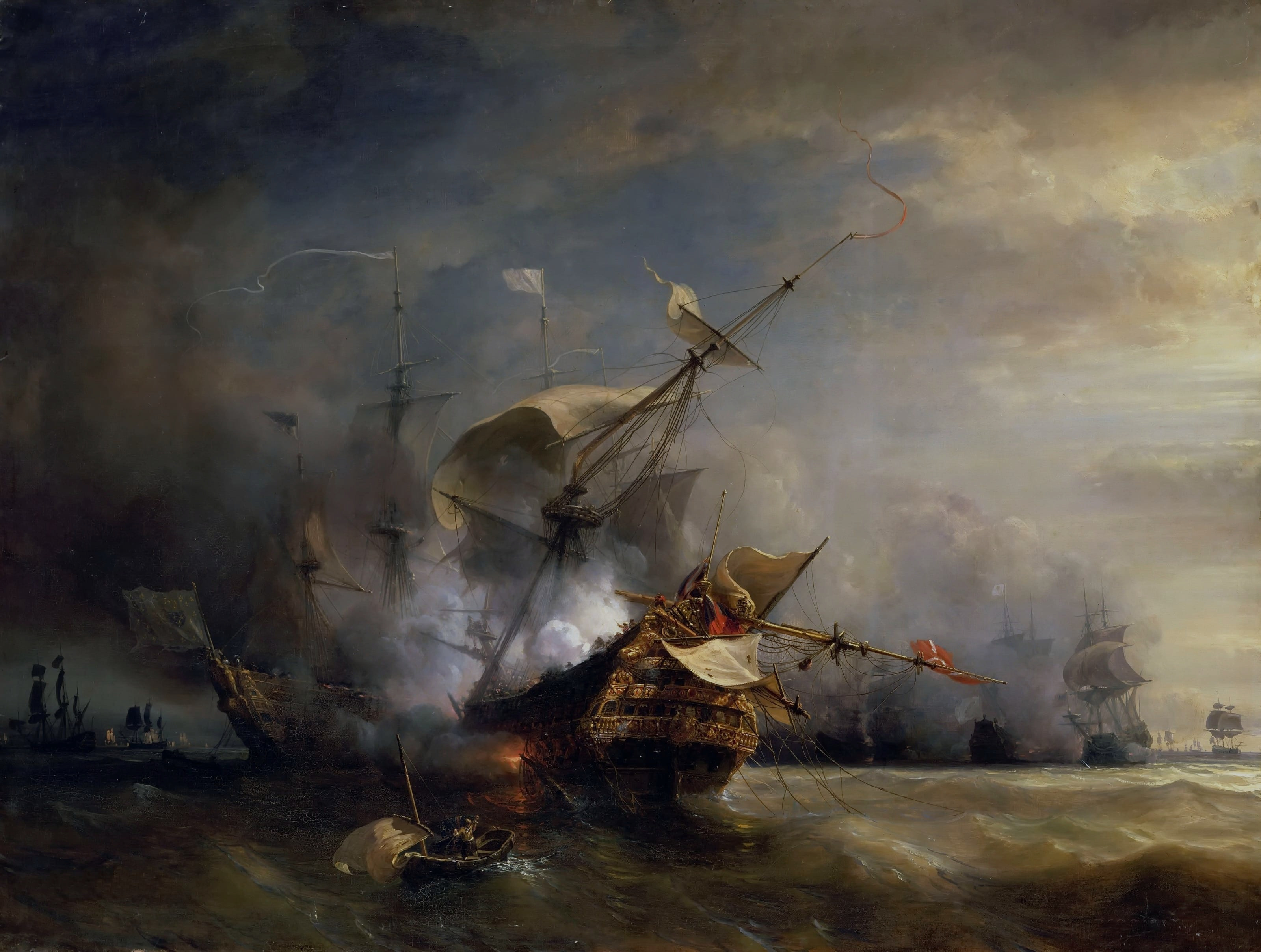 Combat du Cap Lézard, the whole painting, desktop background
