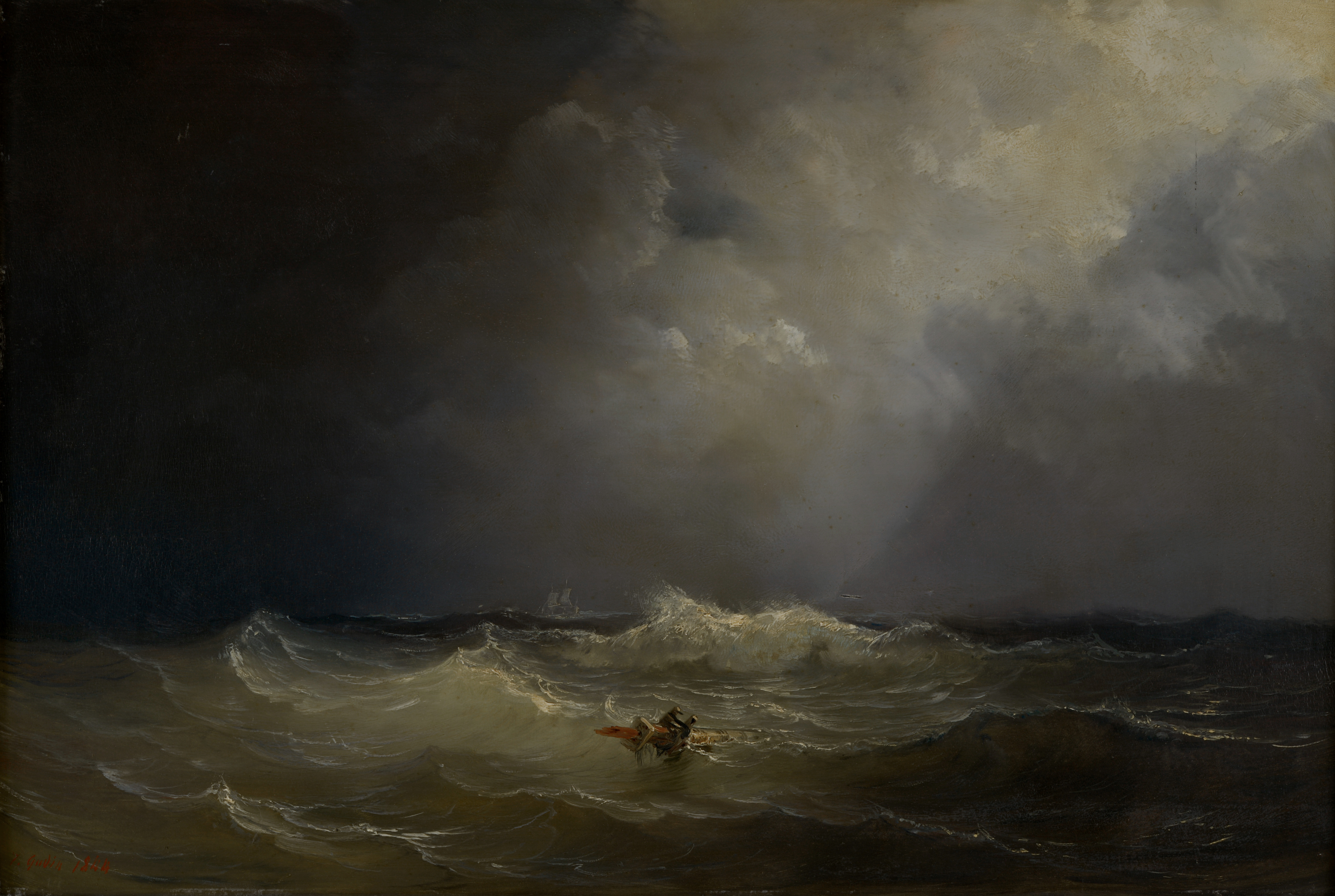 Sea in Stormy Weather, the whole painting, desktop background