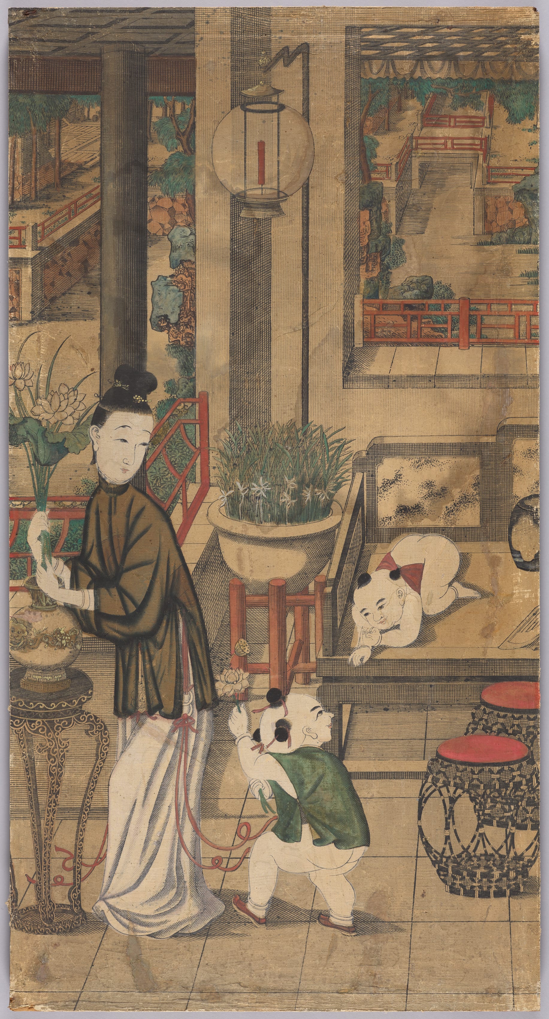 Seascape phone wallpaper from a print: Gusu Beauties of the Four Seasons – Summer, Southeast China, 1736–95 — Cleveland Museum of Art