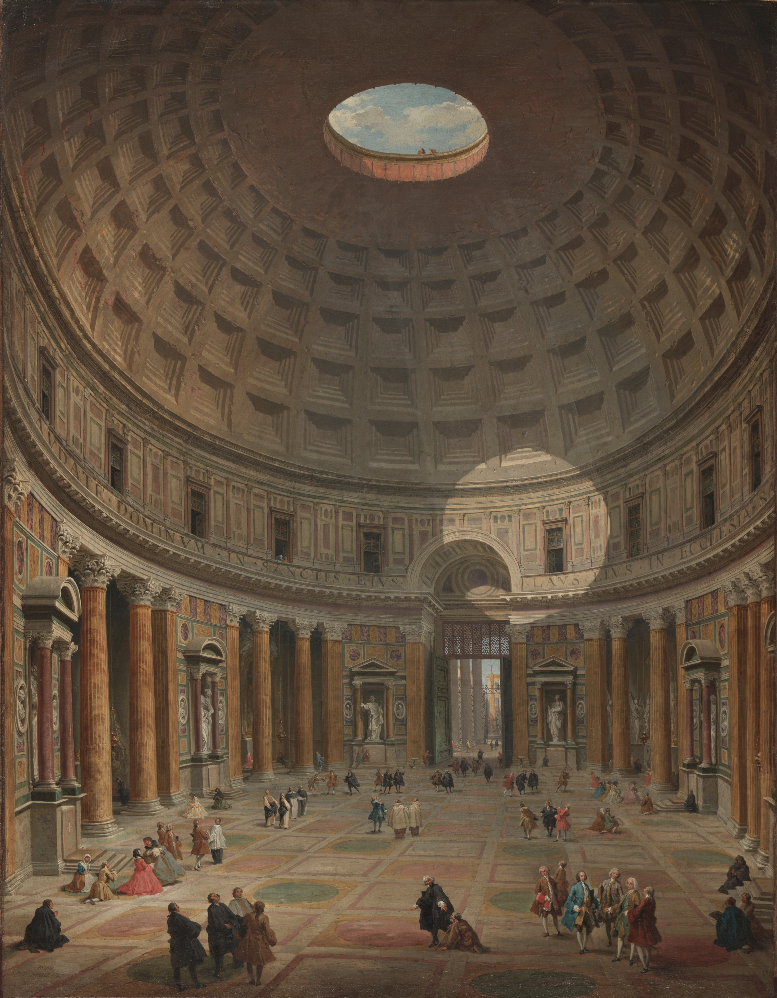 Architectural phone wallpaper from a painting: Interior of the Pantheon, Rome, Giovanni Paolo Panini, 1747 — Cleveland Museum of Art
