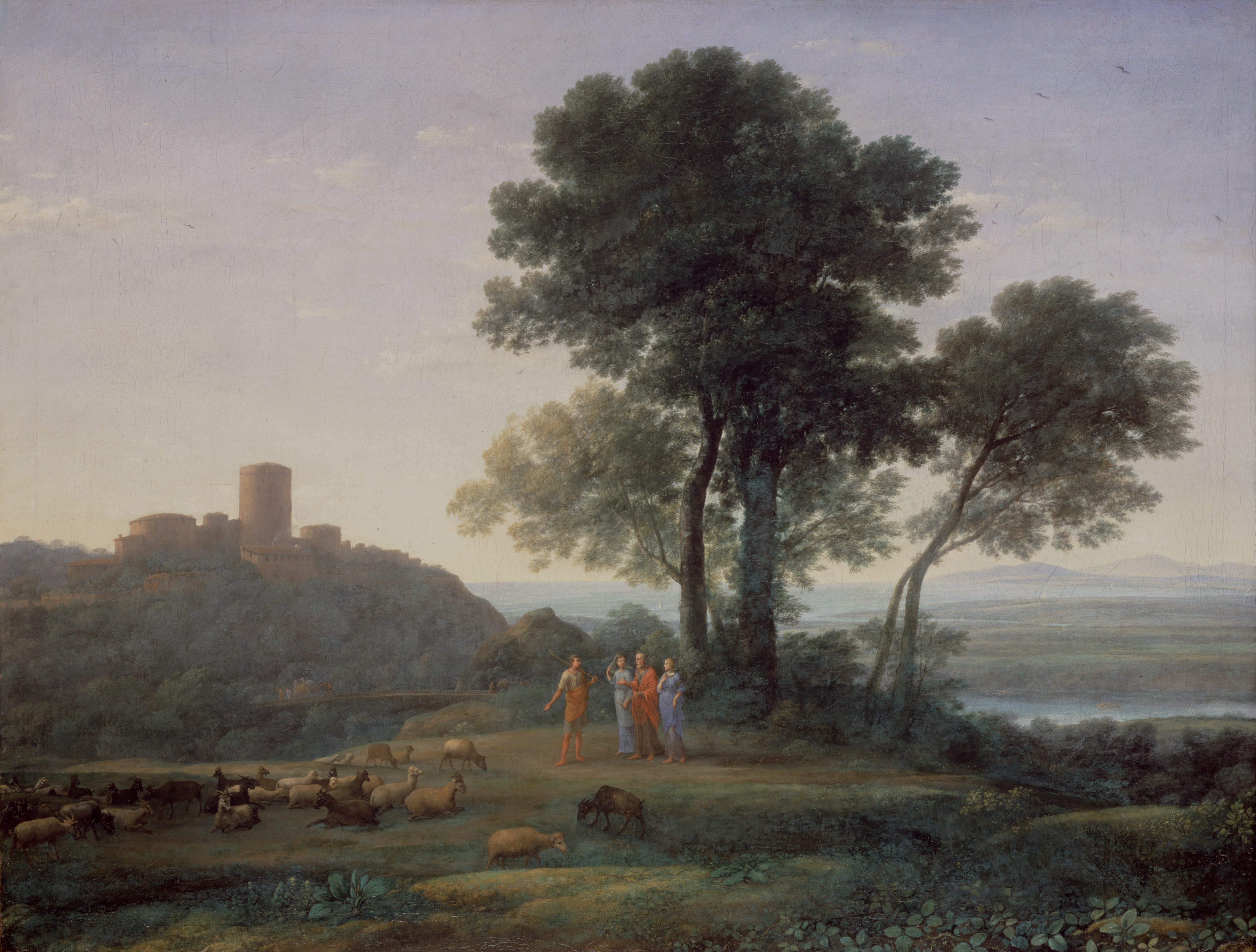 Jacob with Laban and his Daughters, the whole painting, desktop background