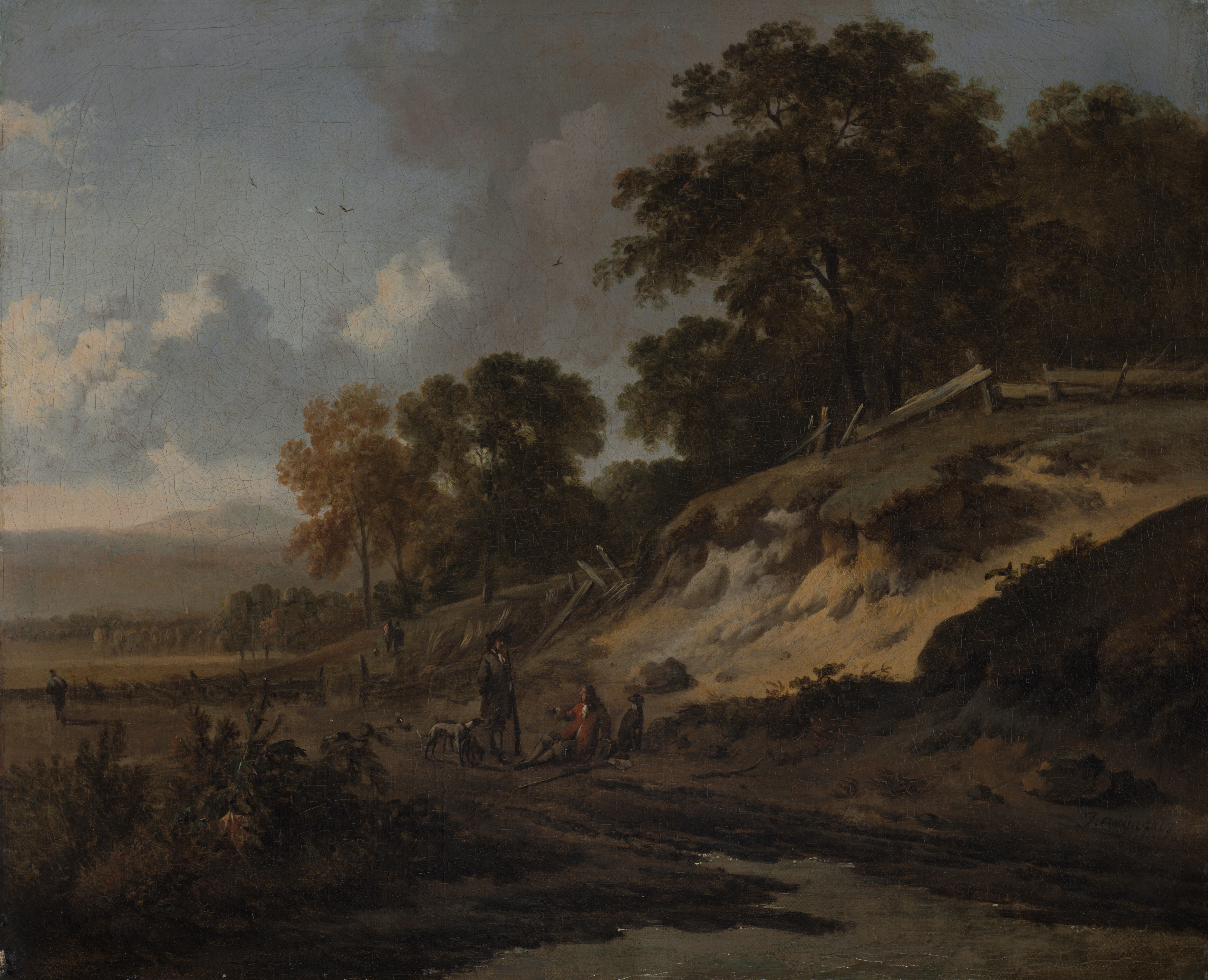 Landscape with Hunters, the whole painting, desktop background