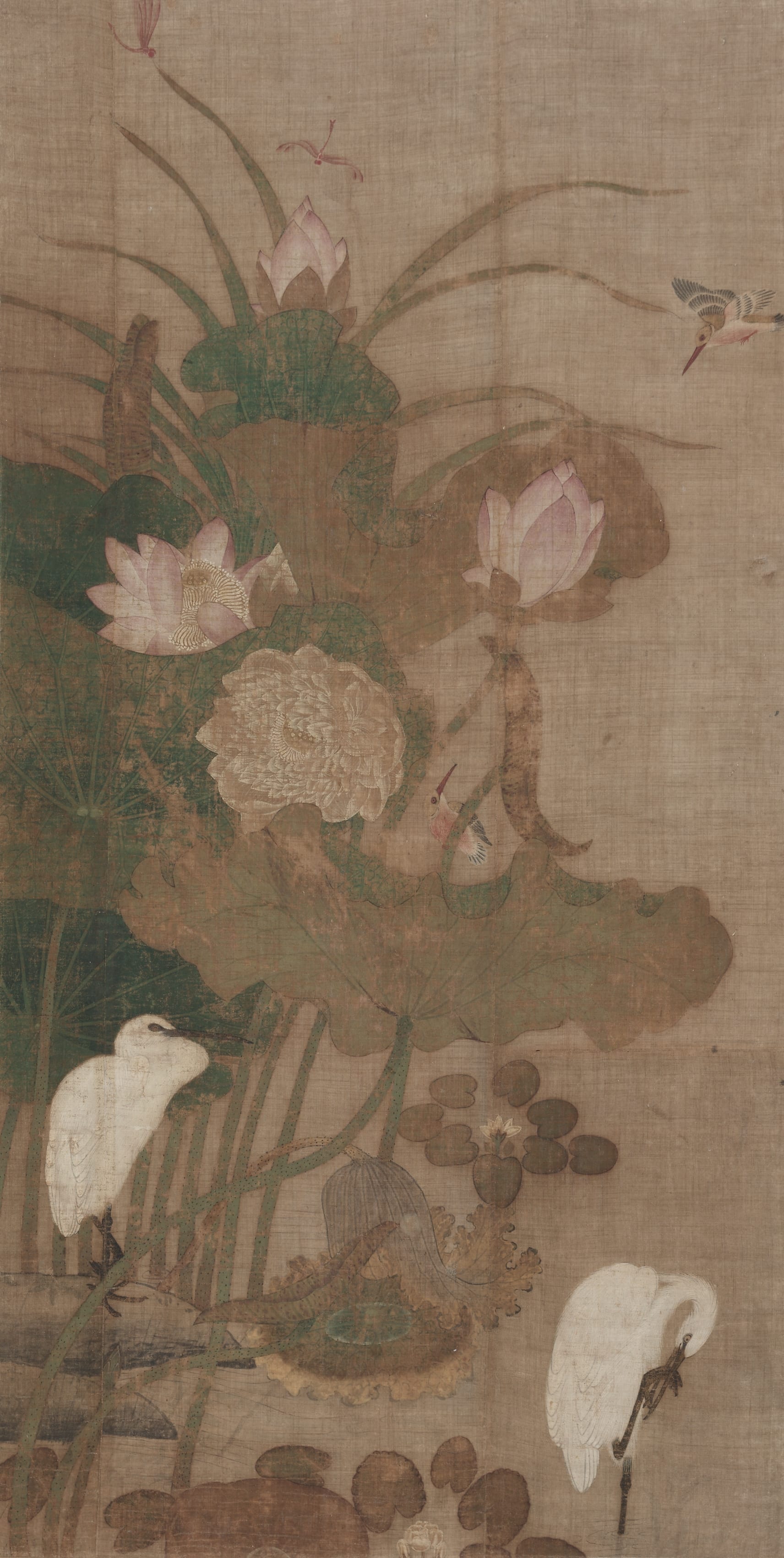Floral phone wallpaper from a painting: Lotuses, Insects, and Birds, Korea, 1800s — Cleveland Museum of Art