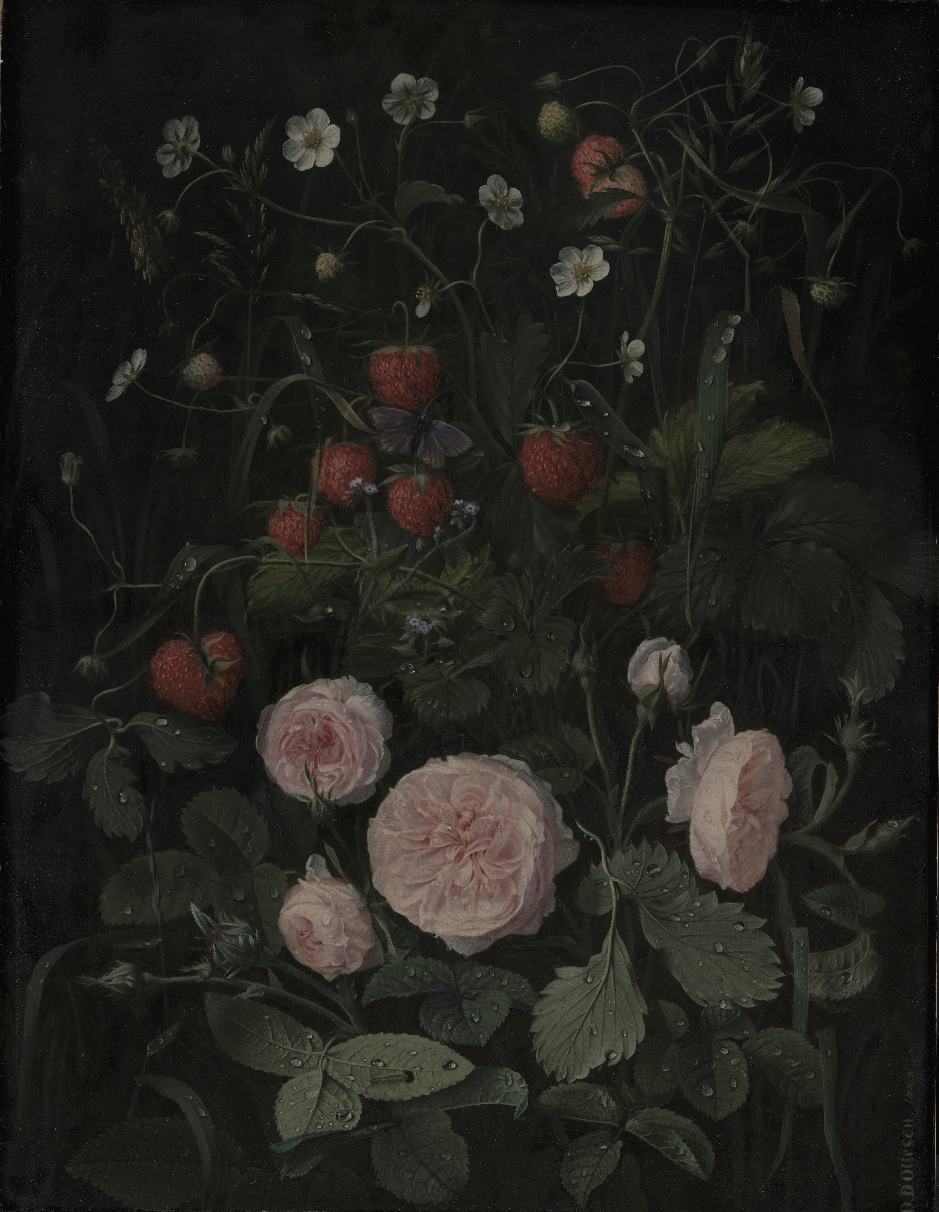 Still Life with Roses and Strawberries, the whole painting