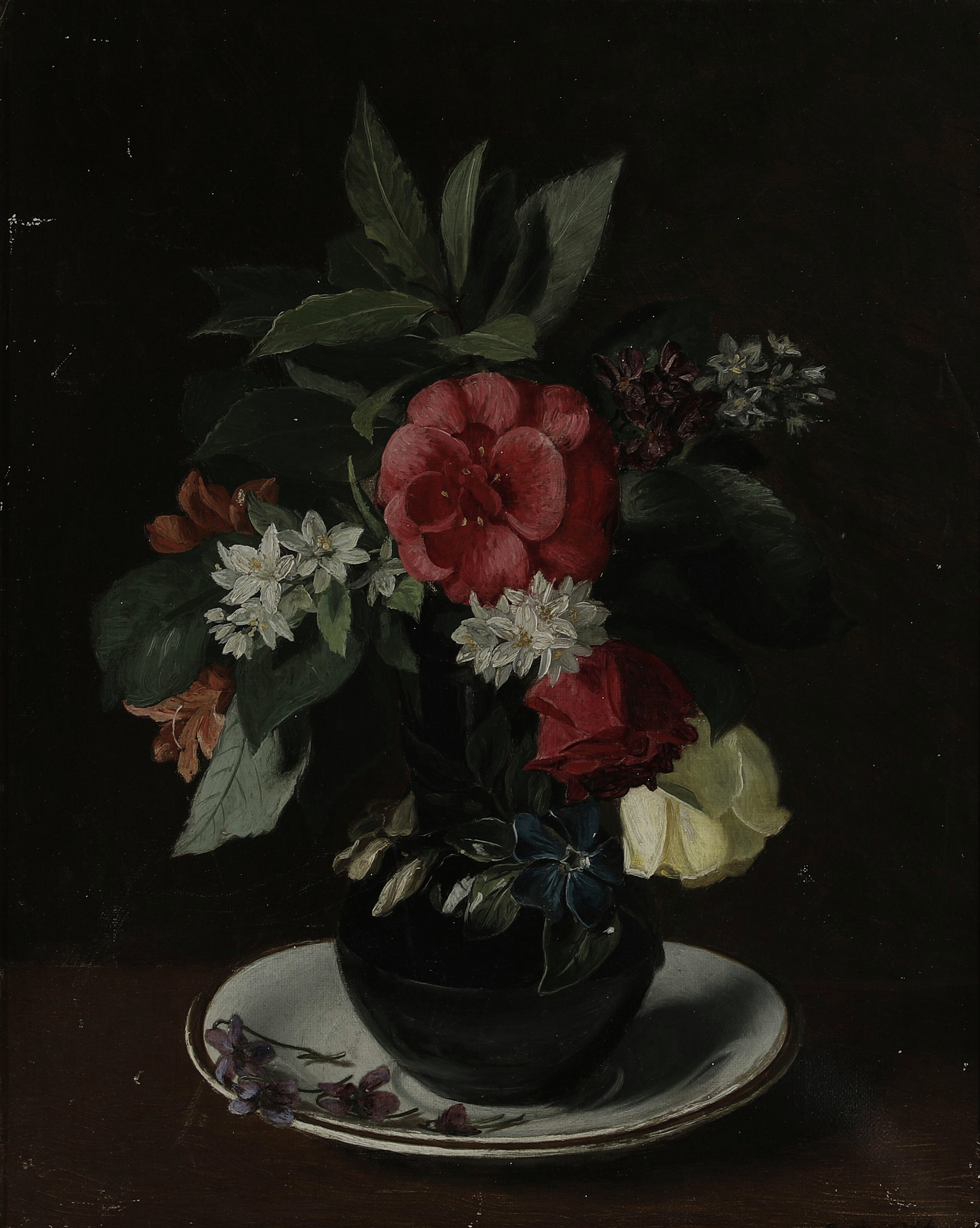 Arrangement with a Colourful Bouquet in a Vase, the whole painting