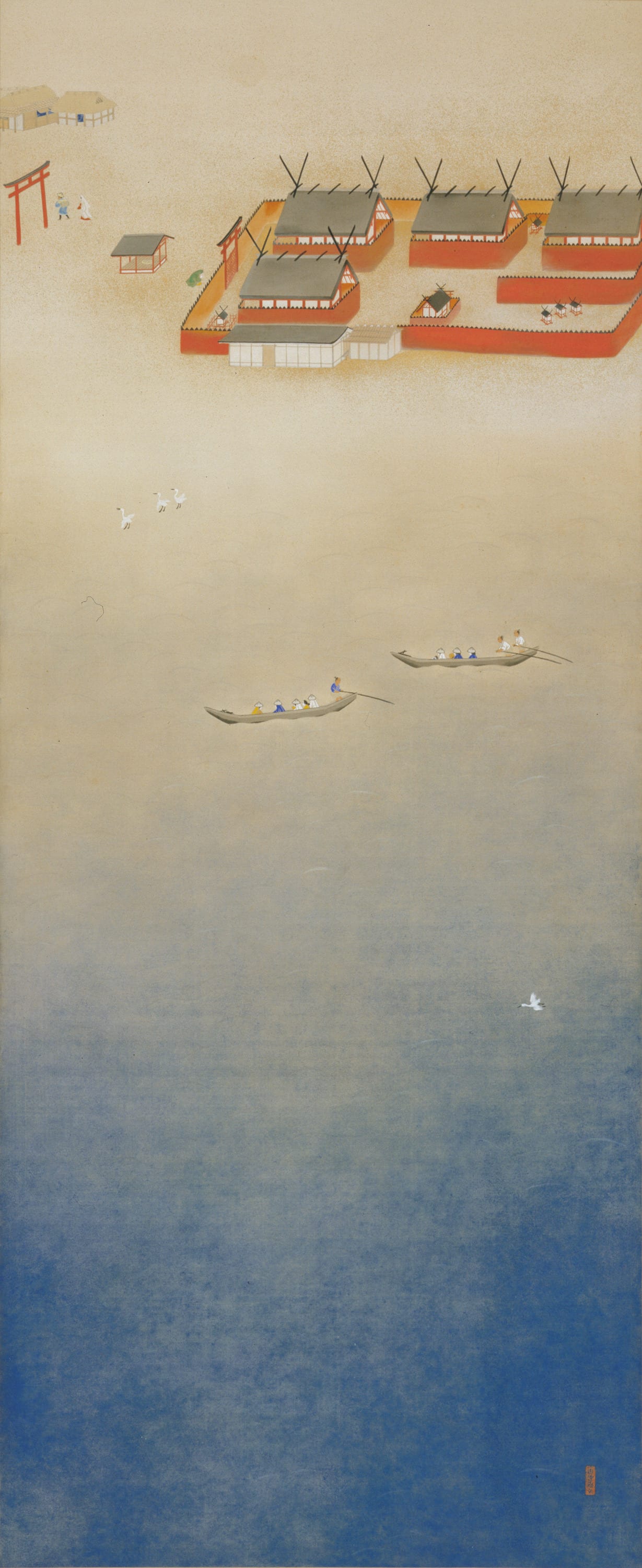 Pilgrimage to Sumiyoshi Shrine, the whole painting