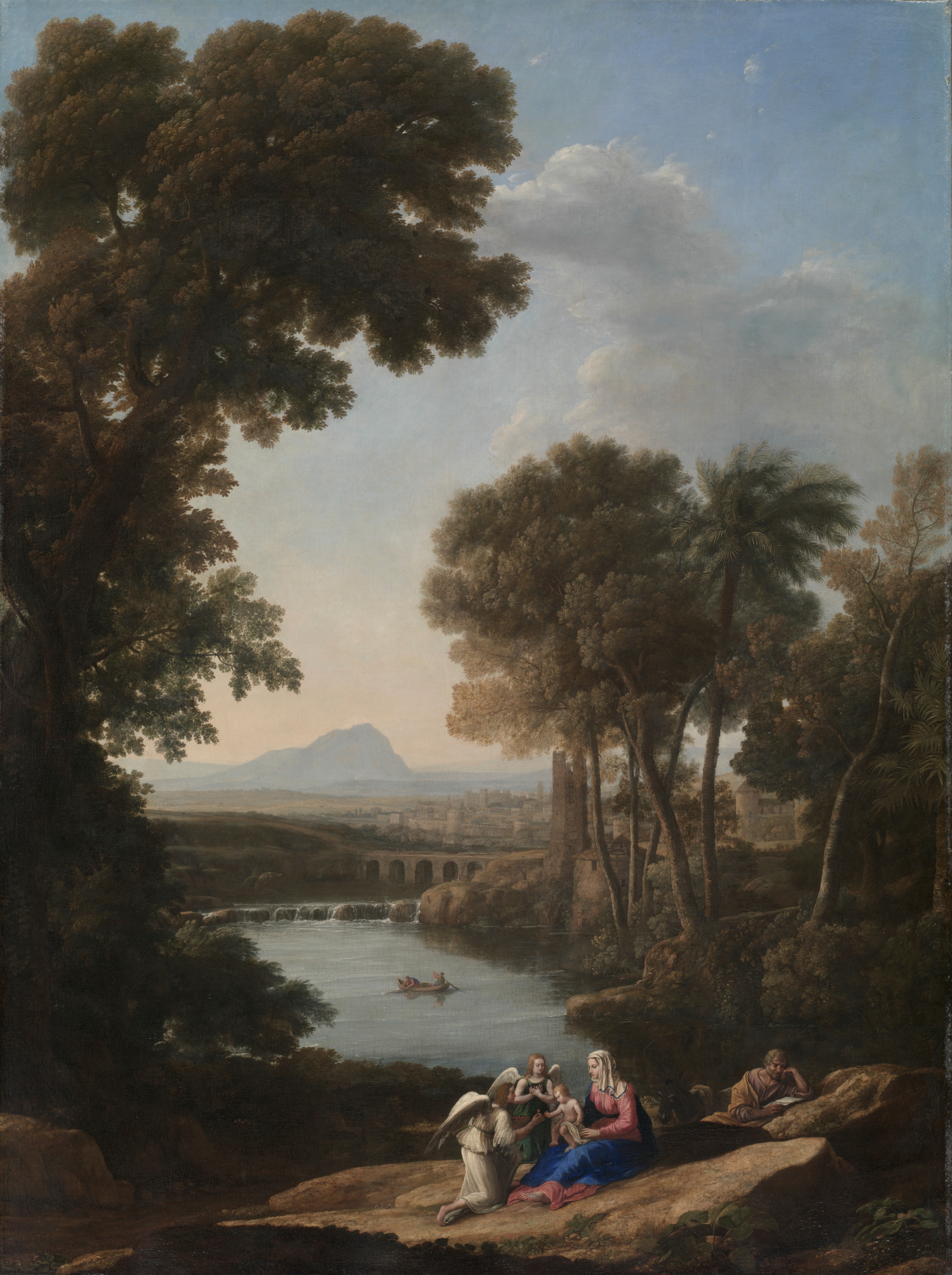 French painting phone wallpaper from a painting: Rest on the Flight into Egypt, Claude Lorrain, early 1640s — Cleveland Museum of Art