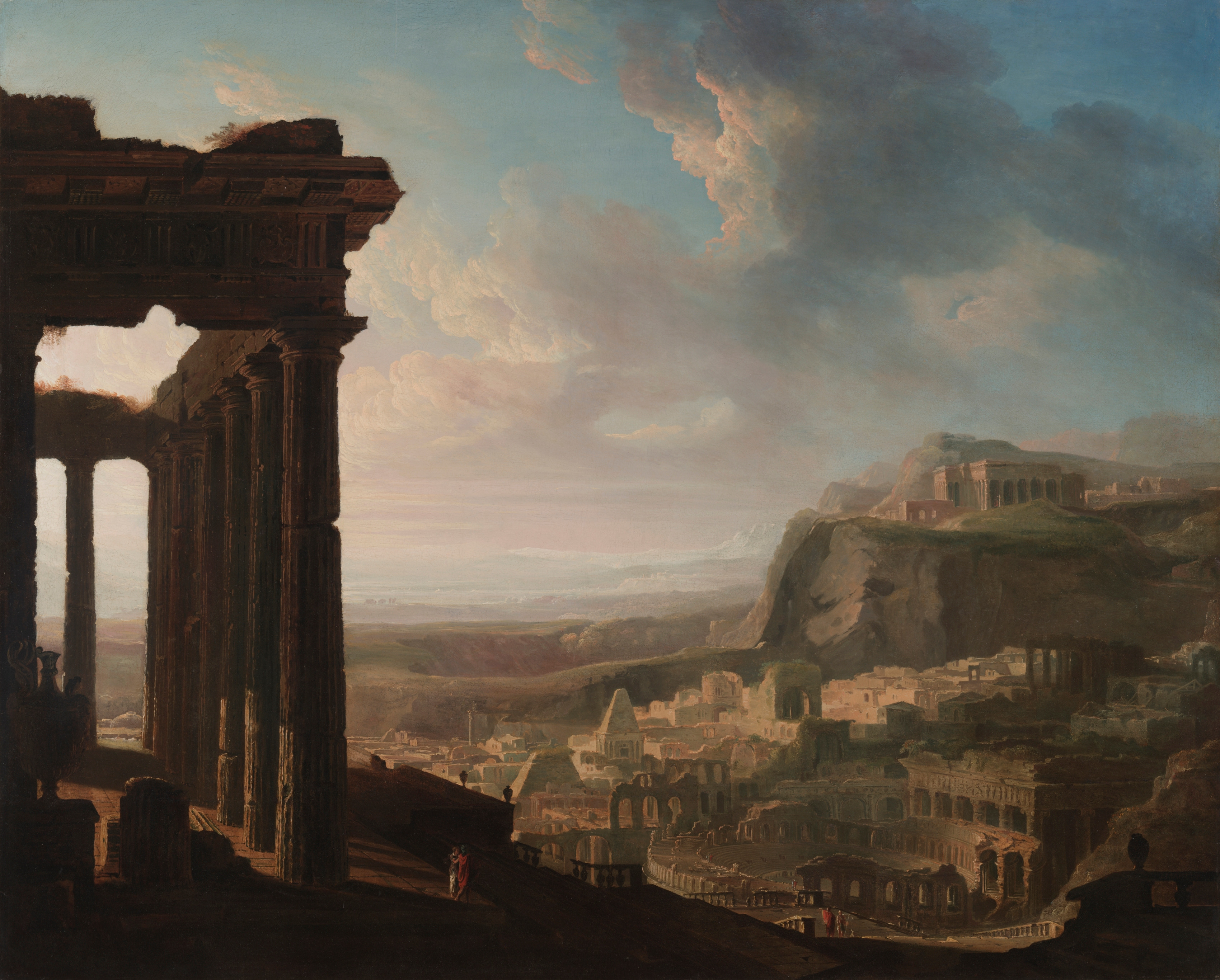 Architectural desktop wallpaper from a painting: Ruins of an Ancient City, John Martin, c. 1810–20 — Cleveland Museum of Art