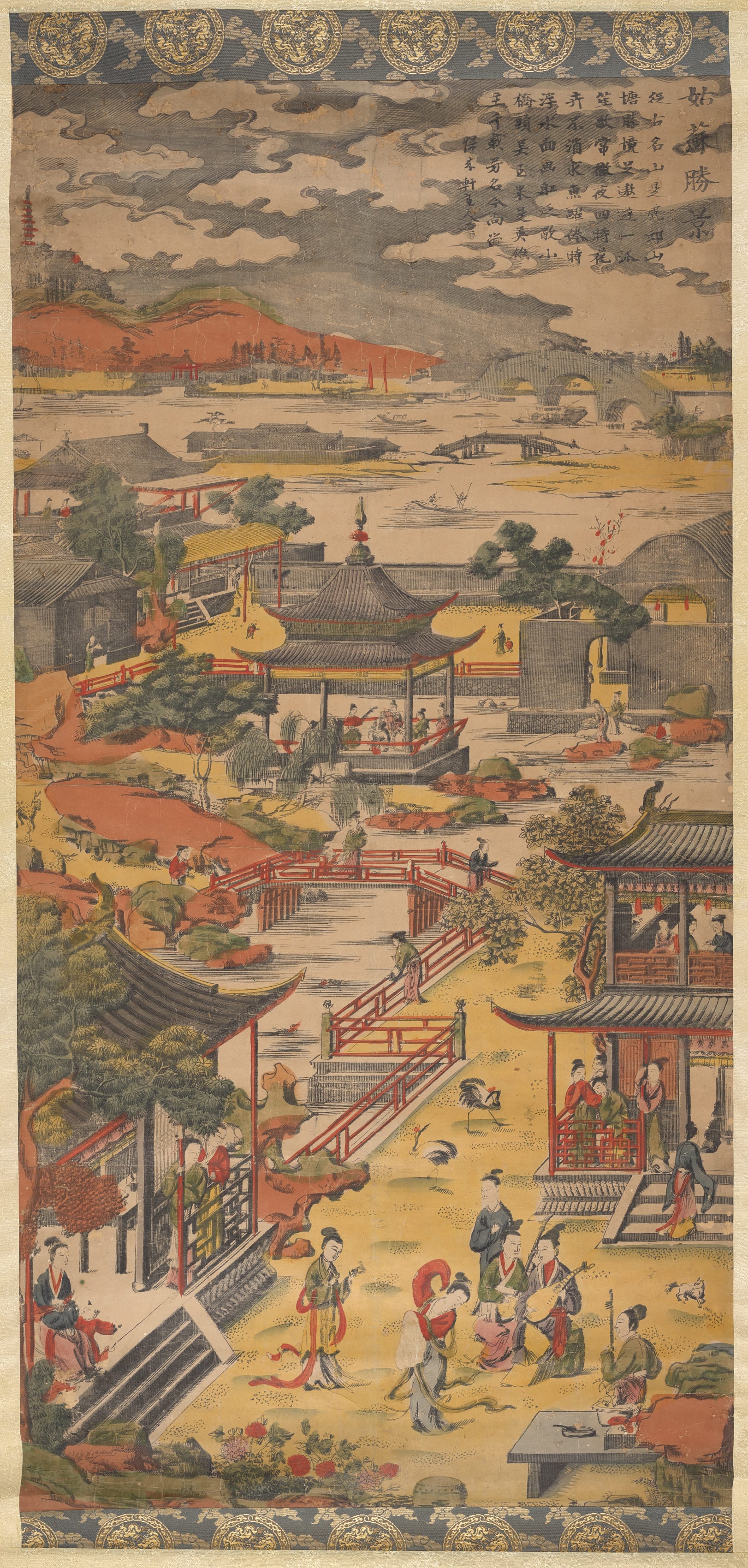 Landscape phone wallpaper from a print: Scenic View of Suzhou, Southeast China, 1736–95 — Cleveland Museum of Art