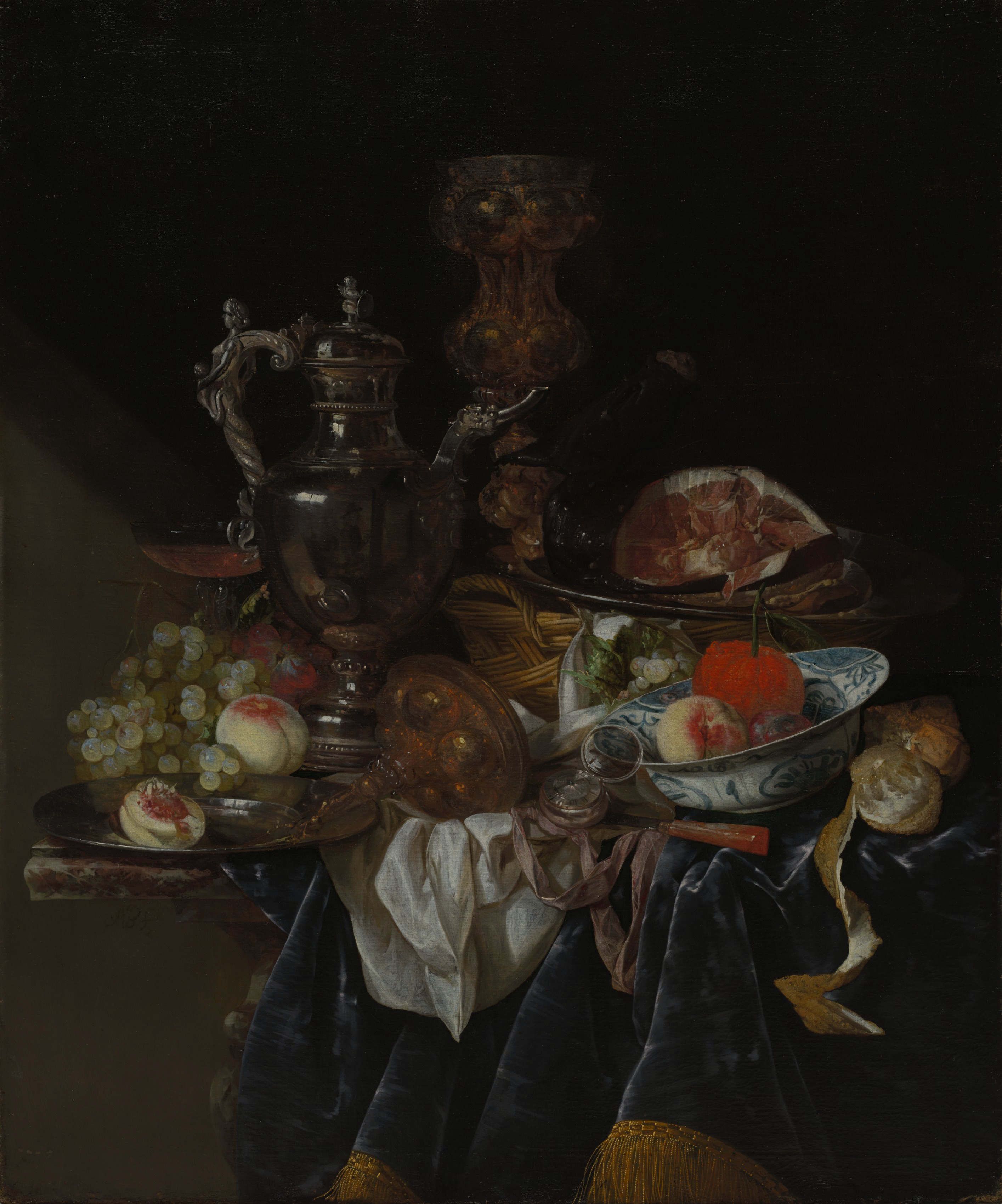 Silver Wine Jug, Ham, and Fruit, the whole painting