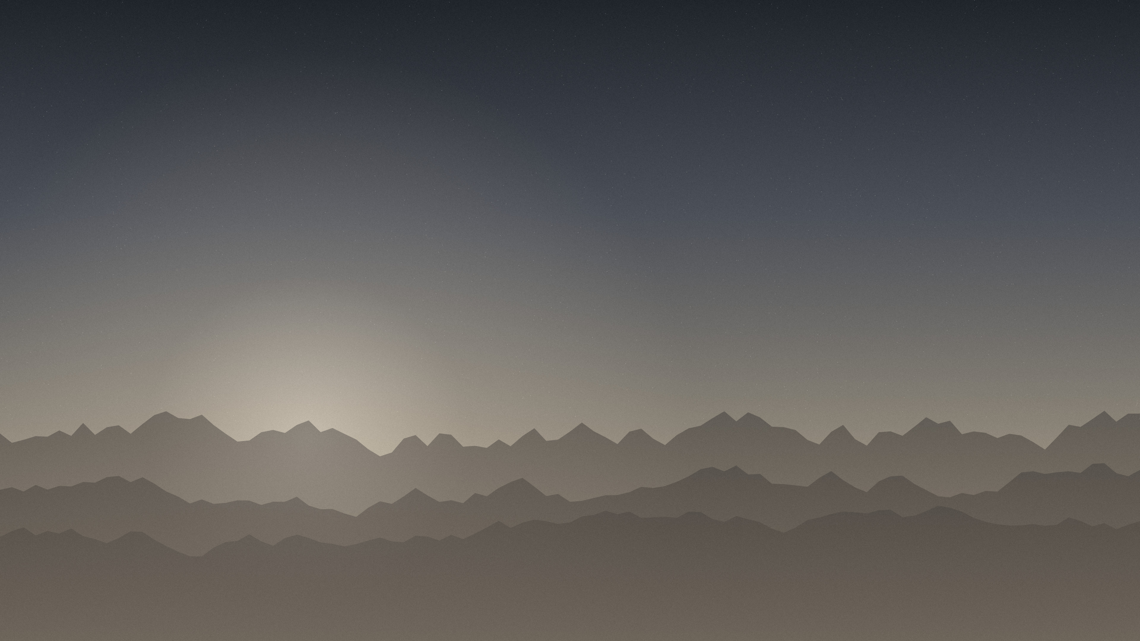 Grey and wheat gradient desktop wallpaper: cool slate ridgelines warming to pale wheat at the base