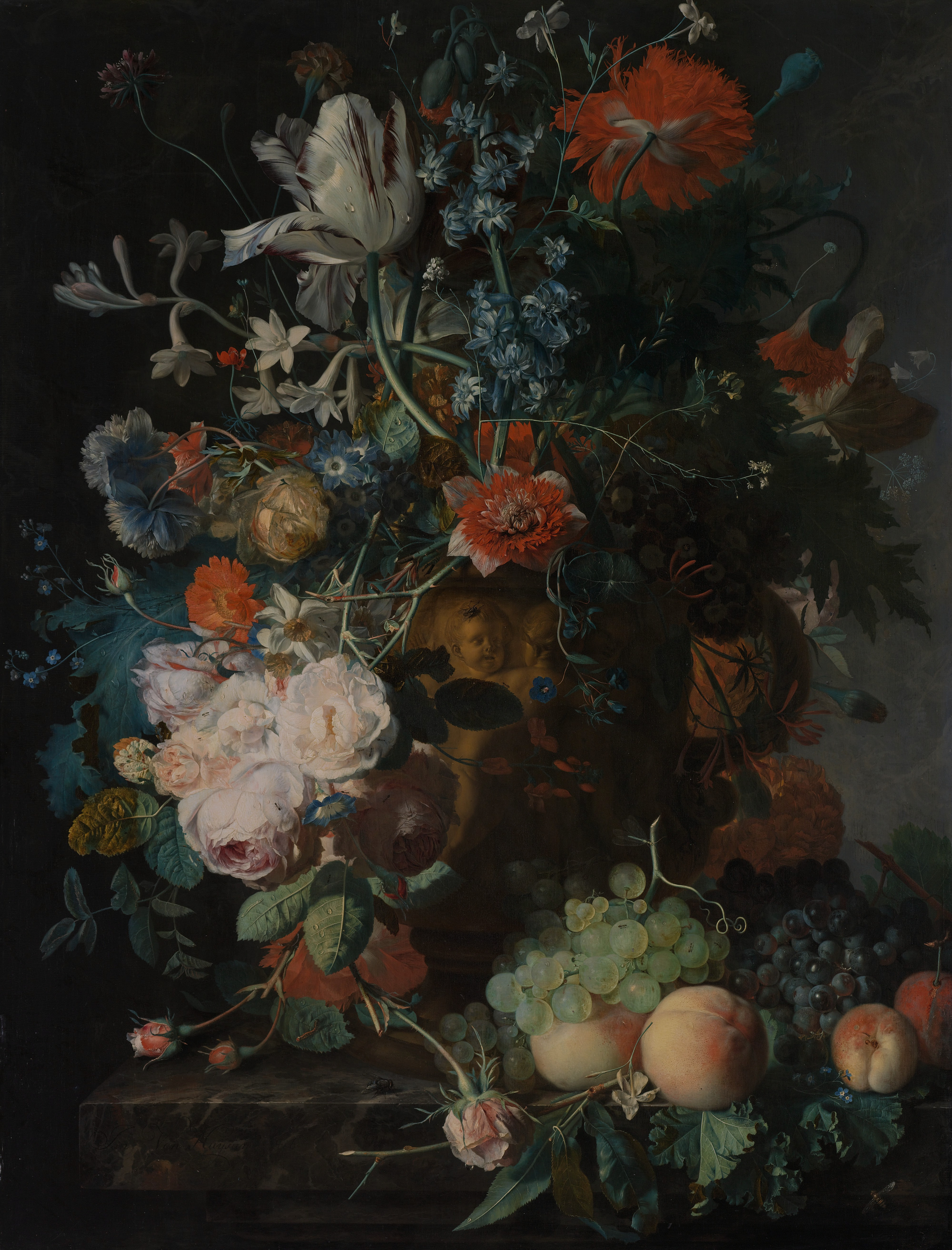 Still life with flowers and fruit, the whole painting