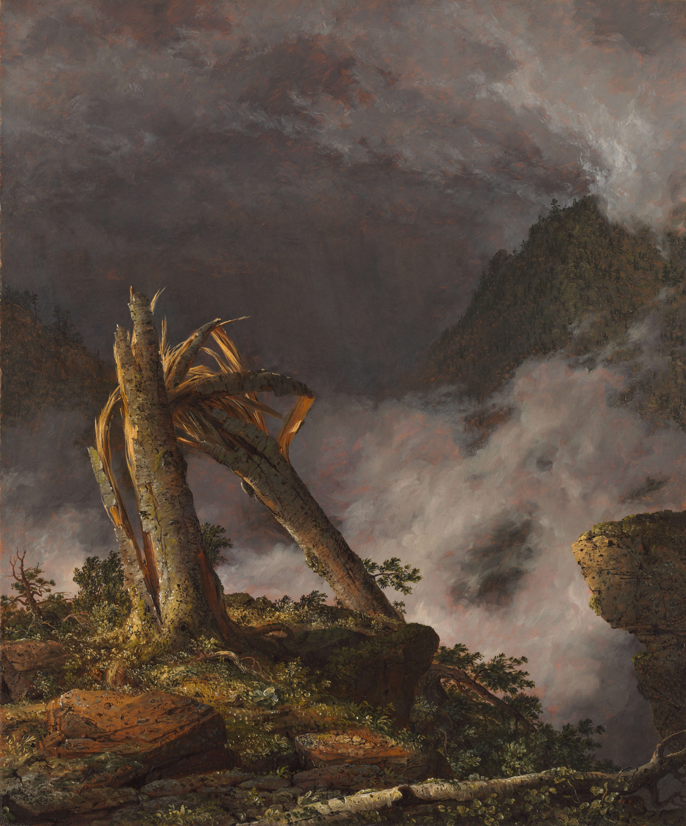 Mountain landscape phone wallpaper from a painting: Storm in the Mountains, Frederic Edwin Church, 1847 — Cleveland Museum of Art