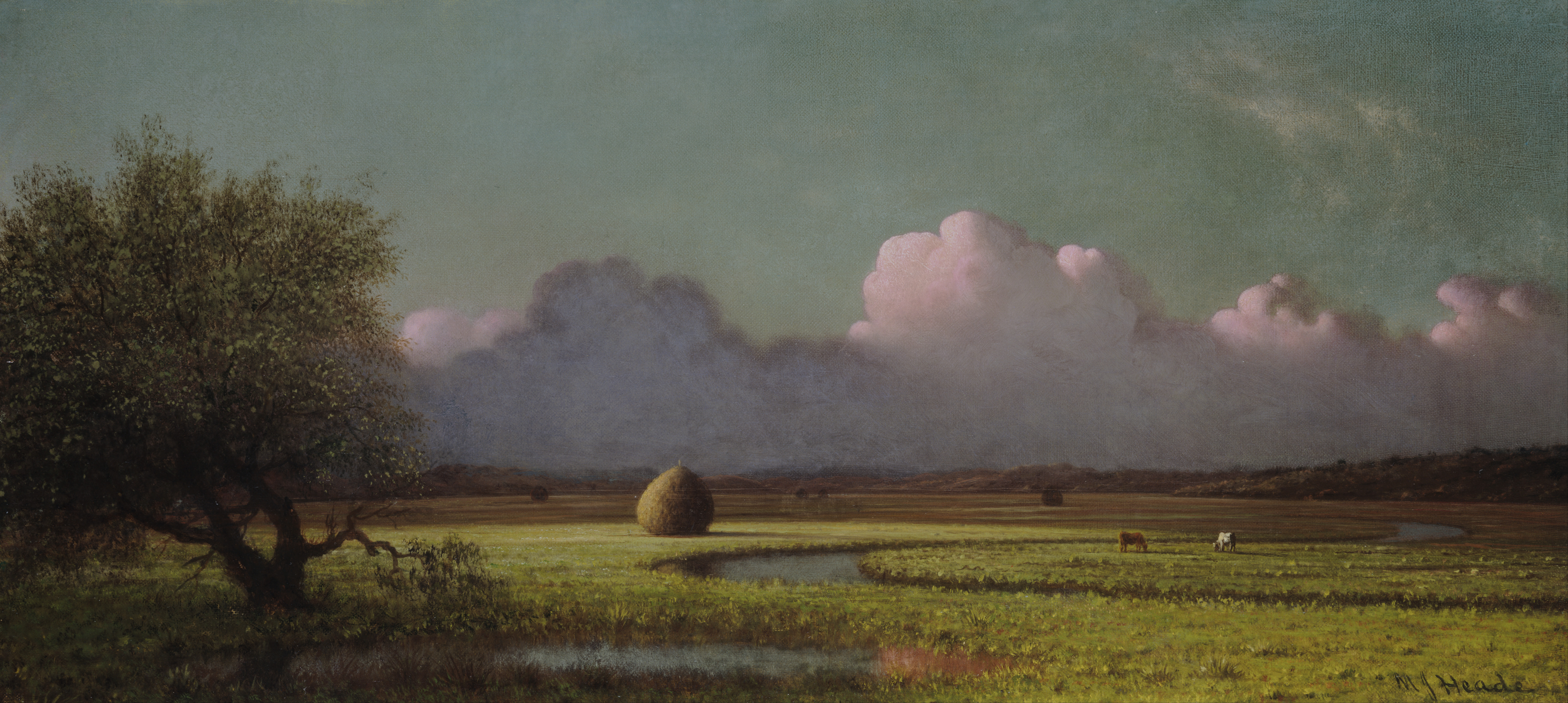Sunlight and Shadow: The Newbury Marshes, the whole painting, desktop background