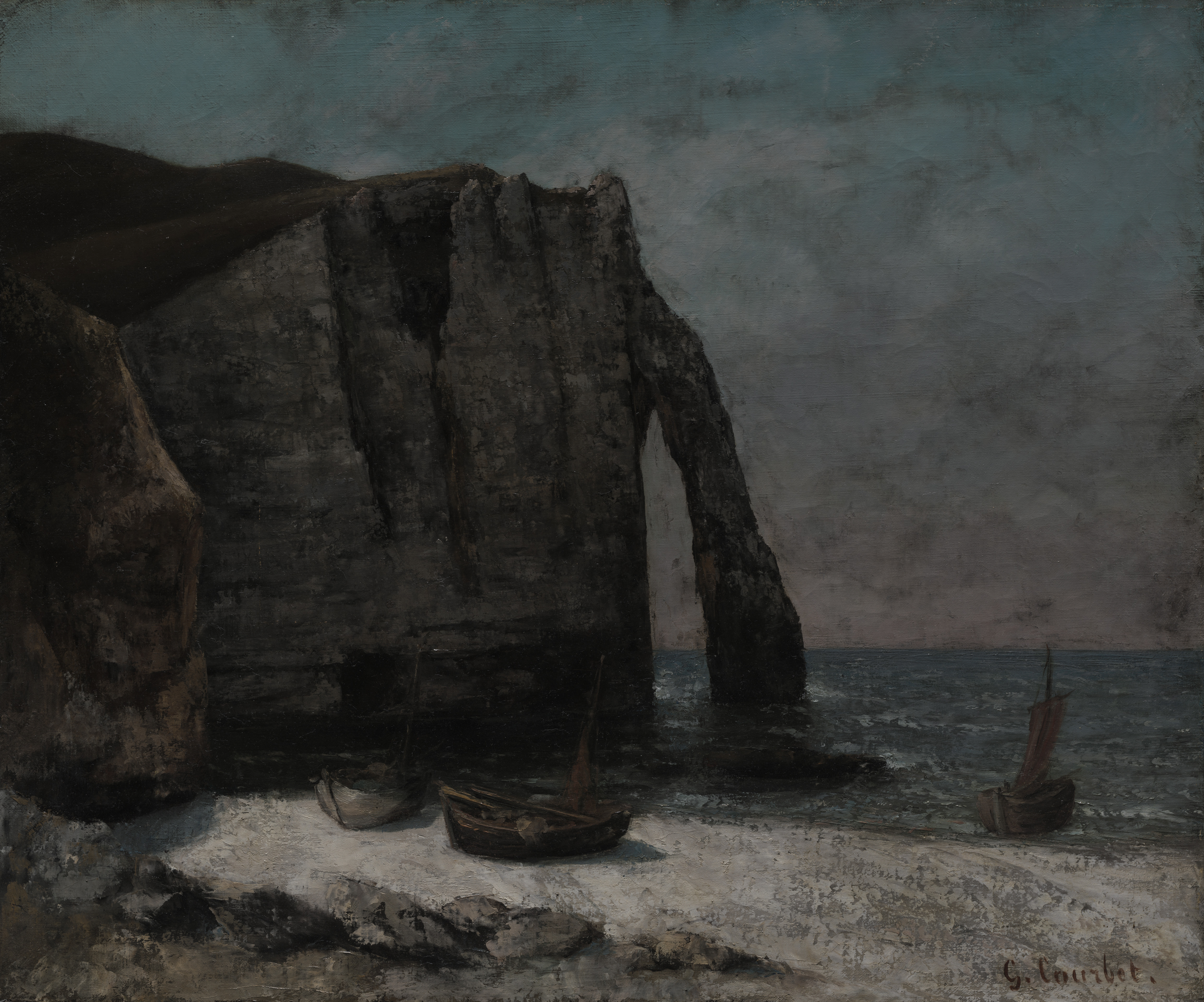 The Cliff at Étretat, the whole painting, desktop background
