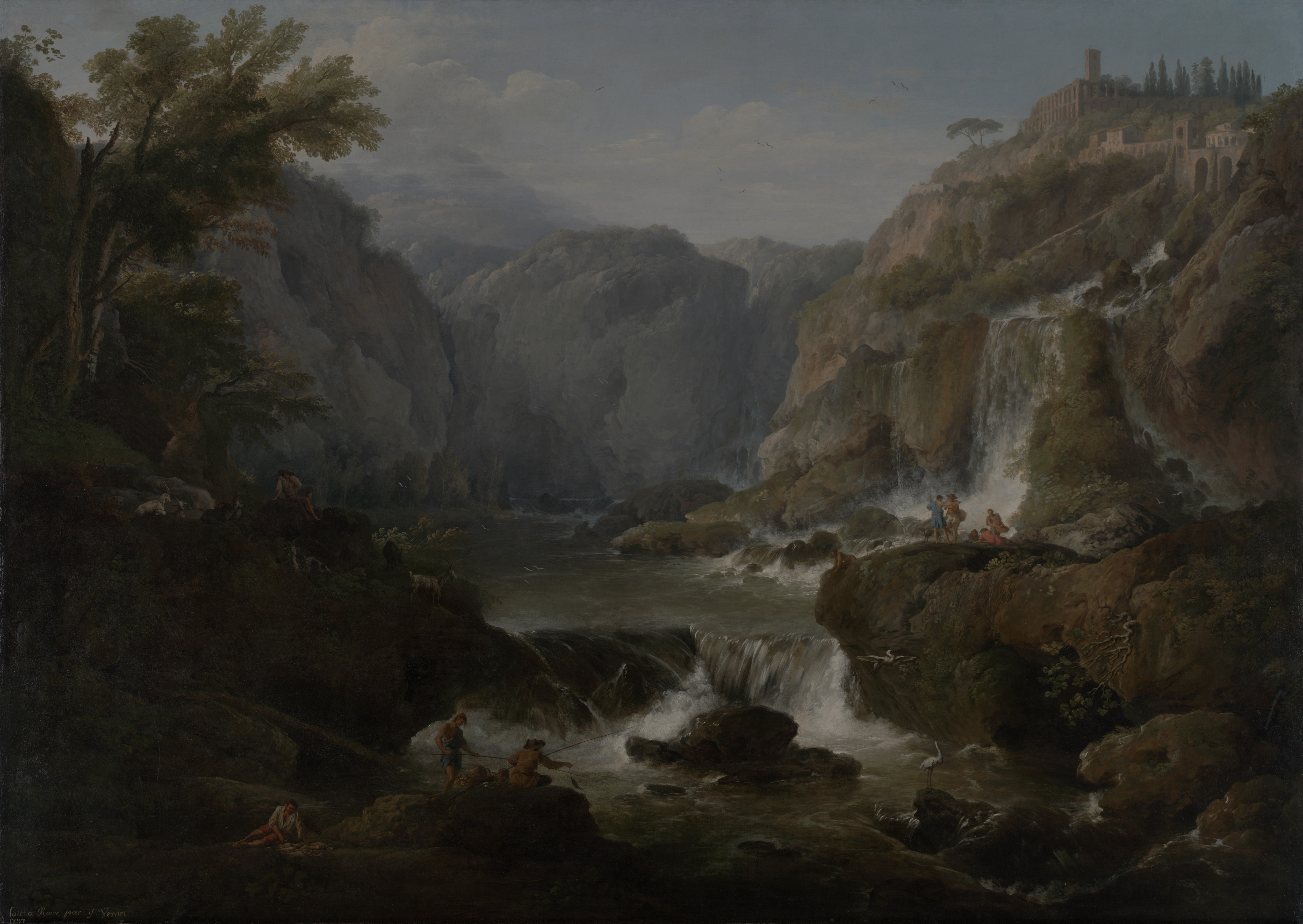 The Waterfalls at Tivoli, the whole painting, desktop background