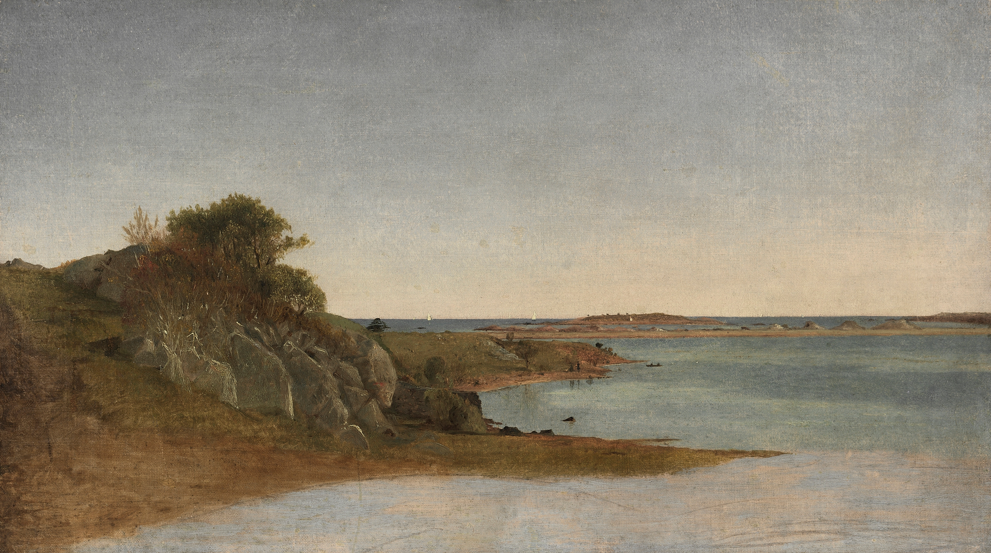 American painting desktop wallpaper from a painting: View near Newport, John Frederick Kensett, 1860s — Cleveland Museum of Art