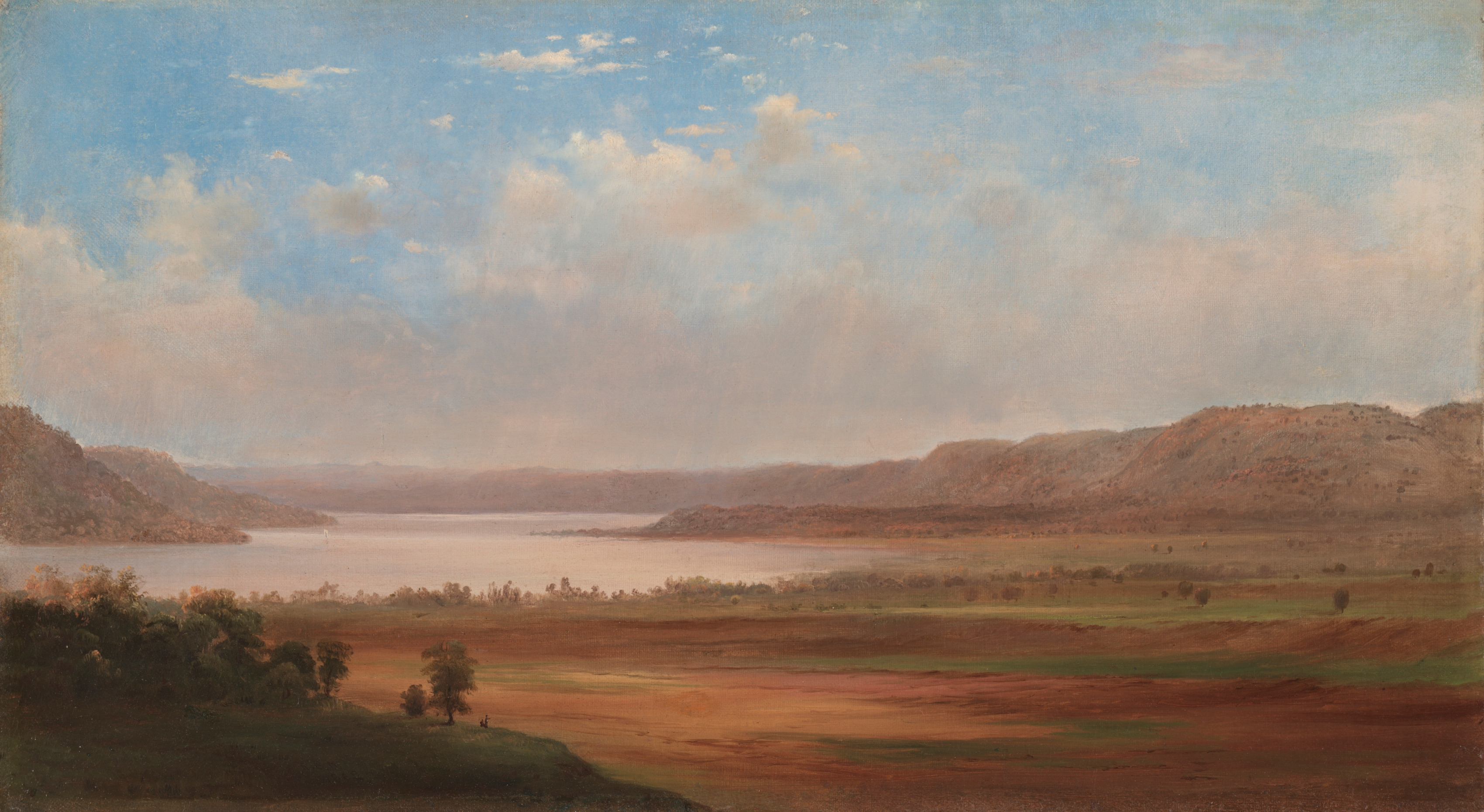 River landscape desktop wallpaper from a painting: View of Lake Pepin, Minnesota, Robert S. Duncanson, 1862 — Cleveland Museum of Art