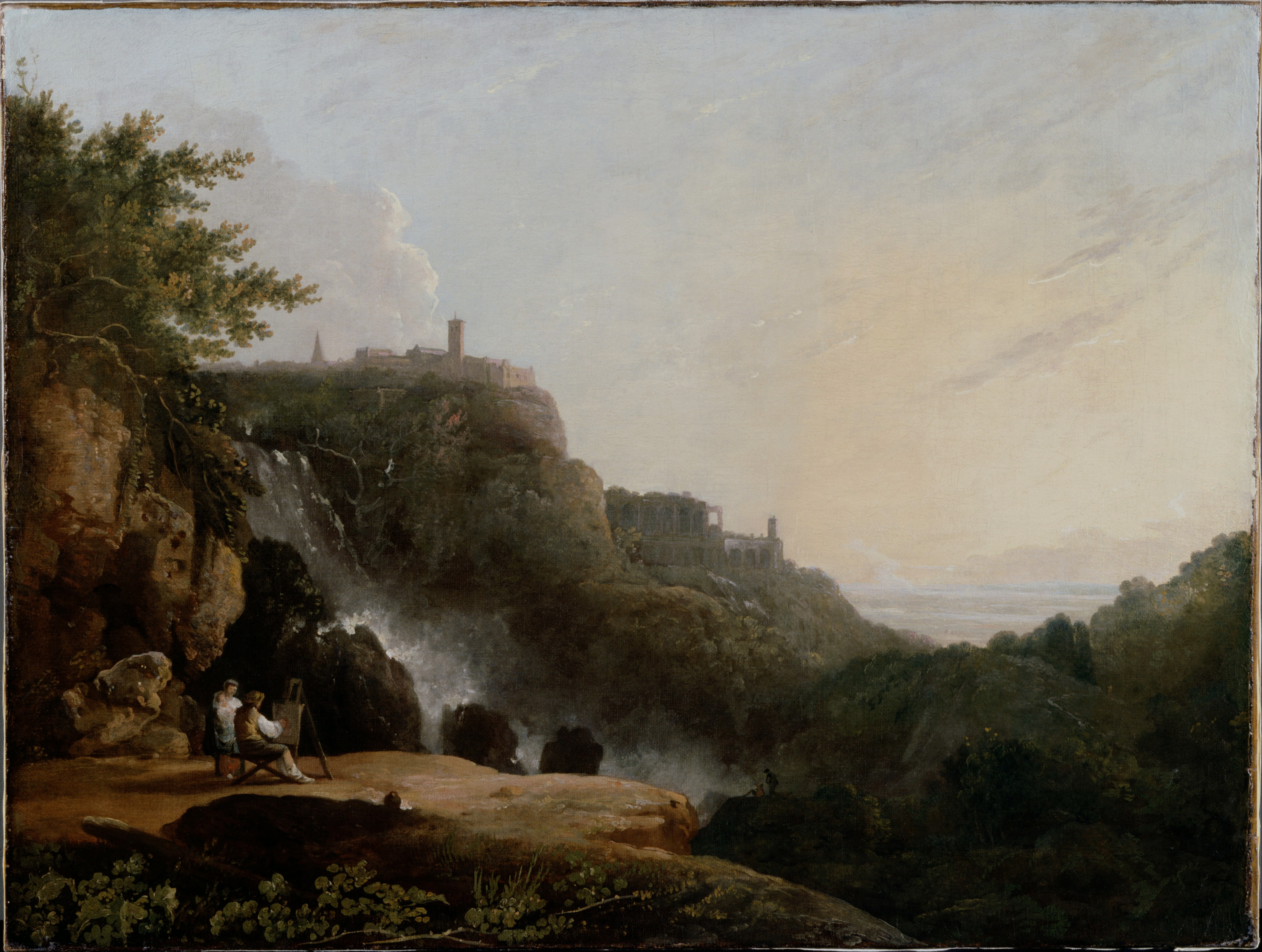 View of Tivoli: the Cascatelle and the Villa of Maecenas, the whole painting, desktop background